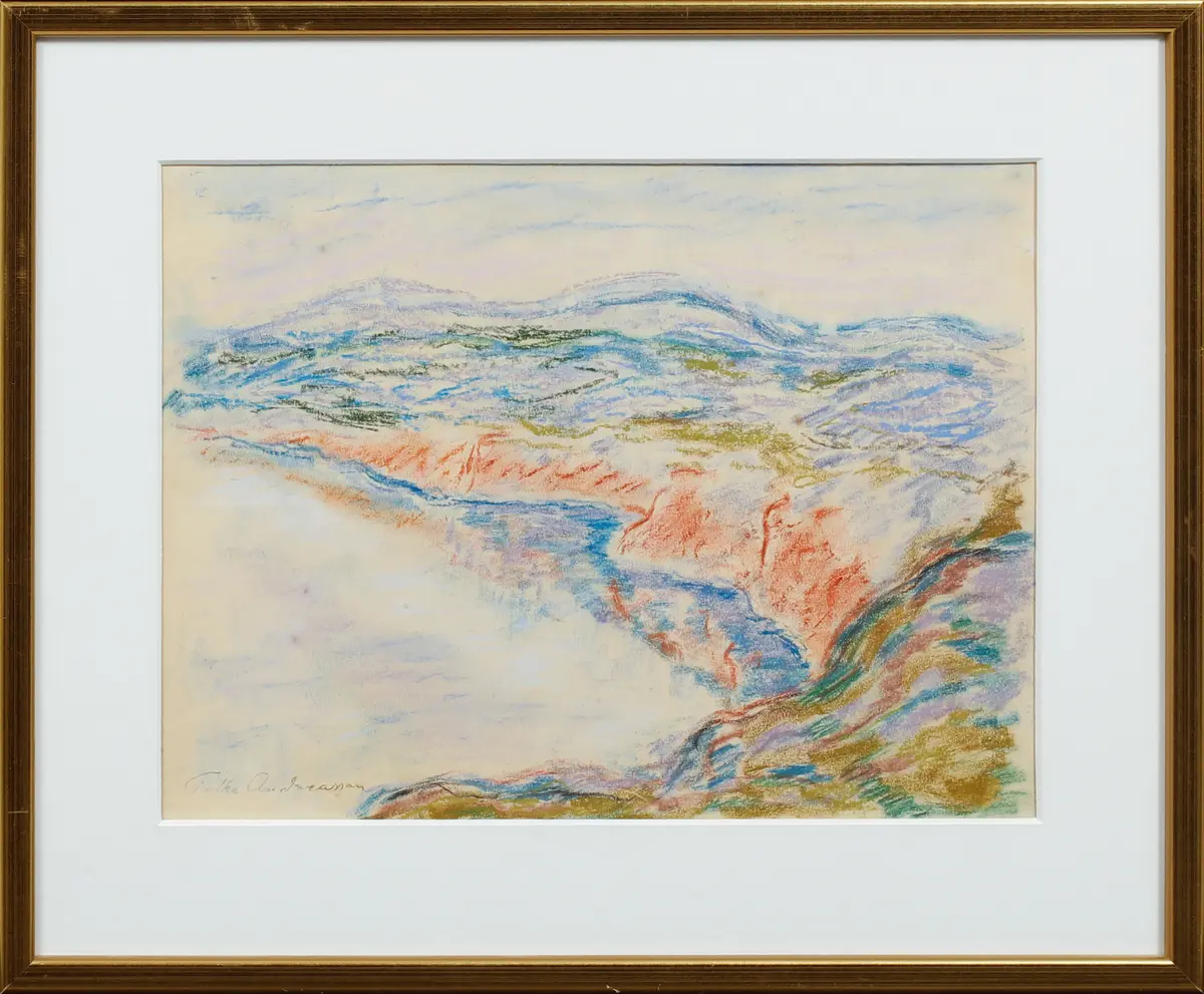 FOLKE ANDREASSON. Kustbild, pastell, stämpelsignerad.