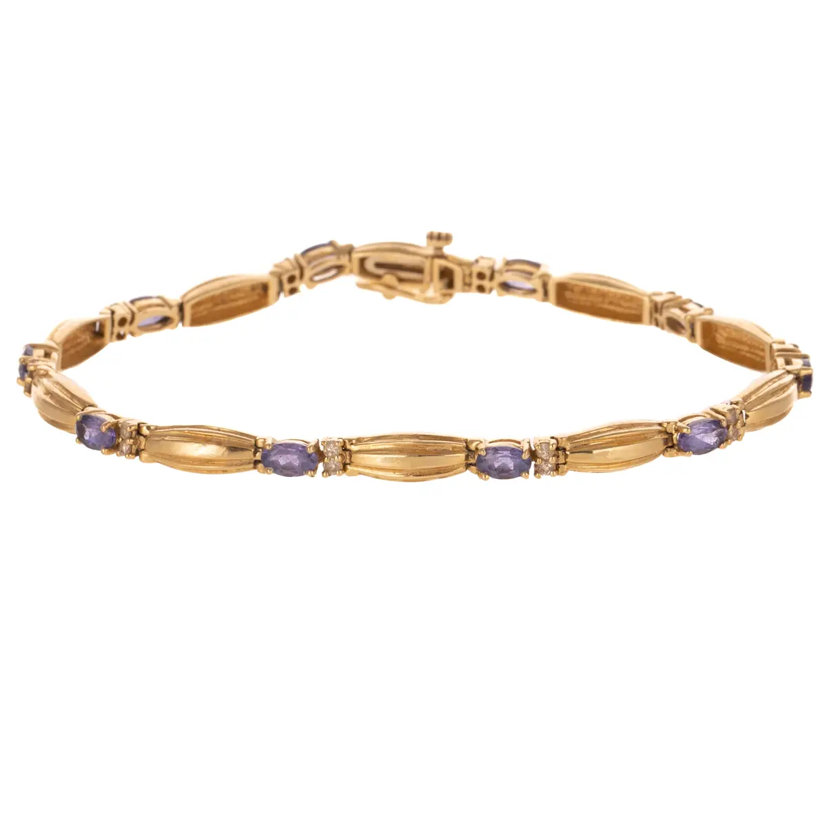 A Tanzanite & Diamond Link Bracelet in 14K