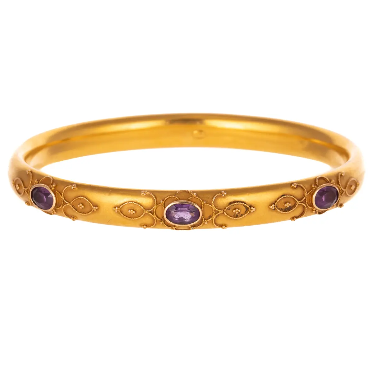 An Art Nouveau Amethyst Bangle in 14K