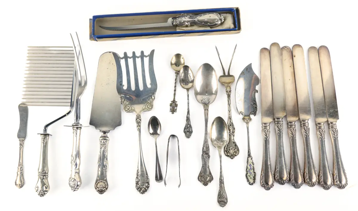 Group of Sterling & Silver Plated Flatware