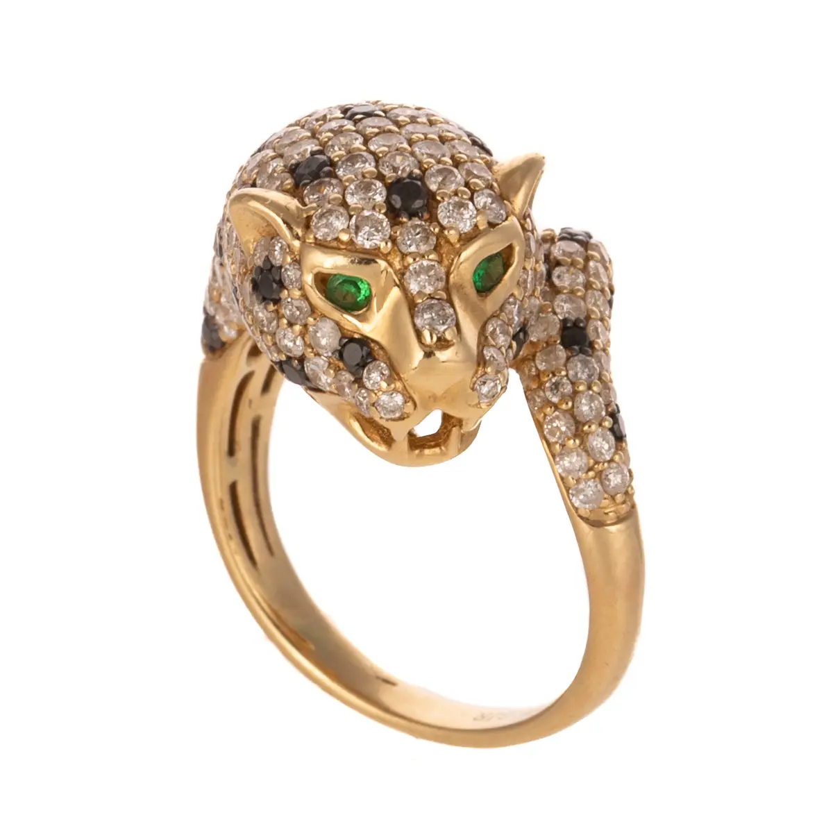 A Pave Diamond & Sapphire Panther Ring in 14K