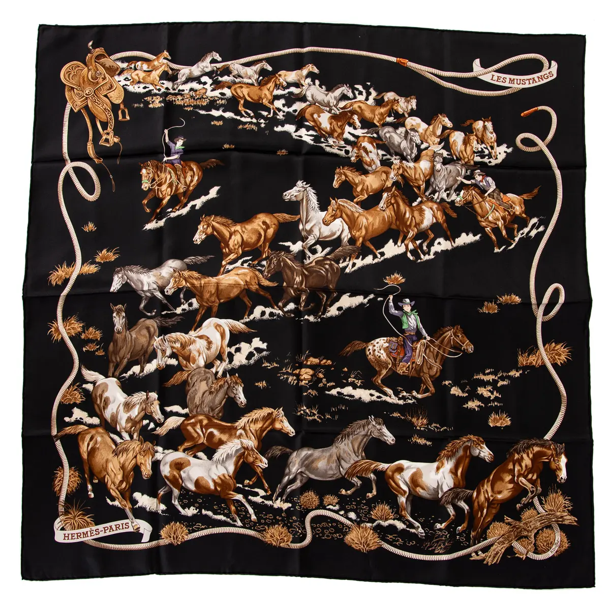 An Hermes "Les Mustangs" Scarf 90