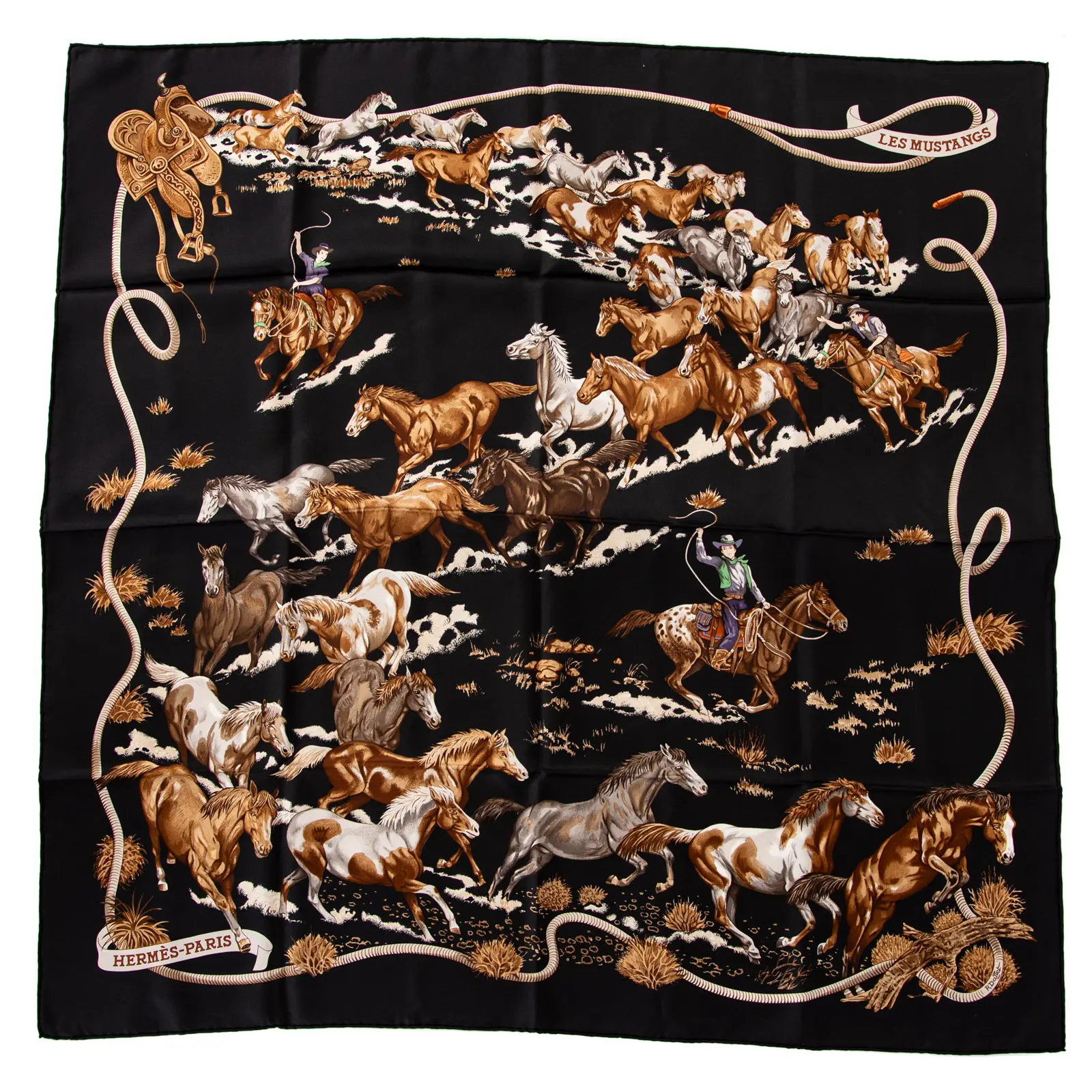 An Hermes "Les Mustangs" Scarf 90