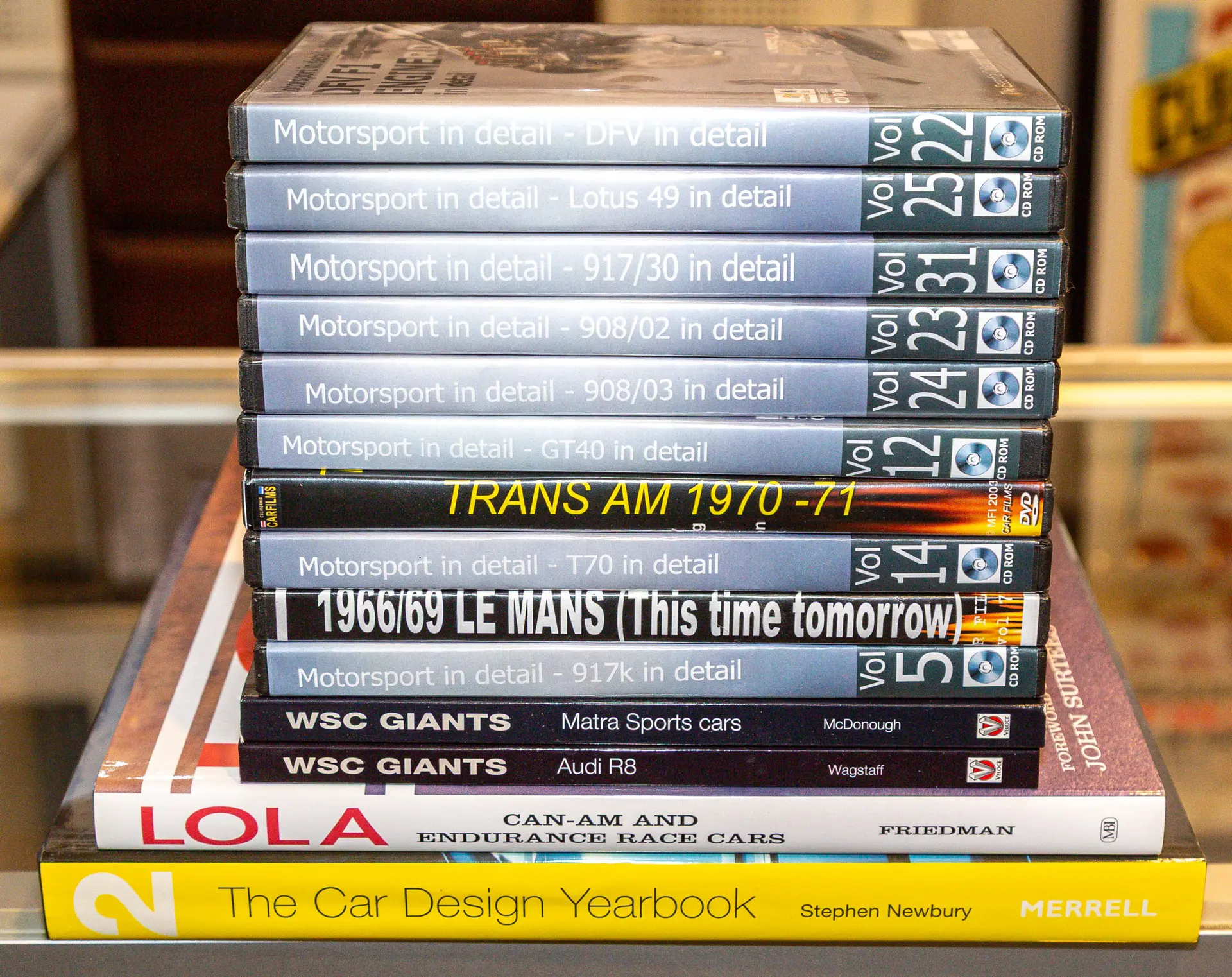 Books on Car Design, Lola, & Numerous DVDs