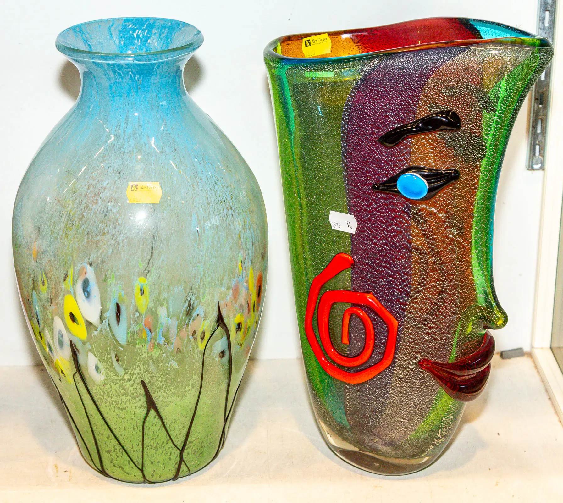 Two Hand-Blown Art Glass Vases