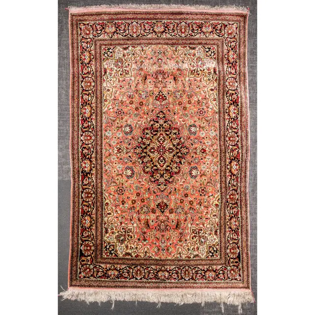 Silk Qum Rug, Persia, 3.6 x 5.4