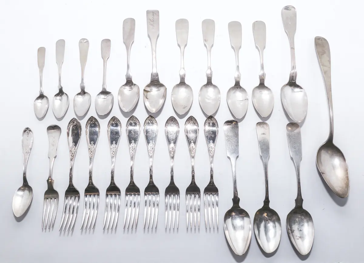 Collection of American Coin Silver Spoons & a Fork