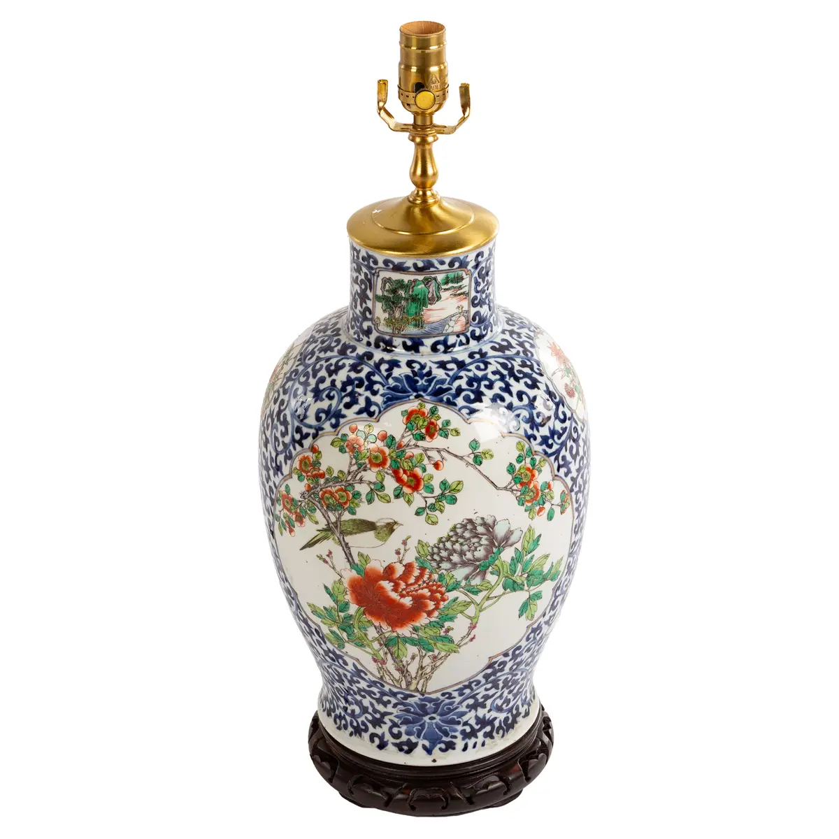 A Chinese Porcelain Table Vase Mounted as Table Lamp
