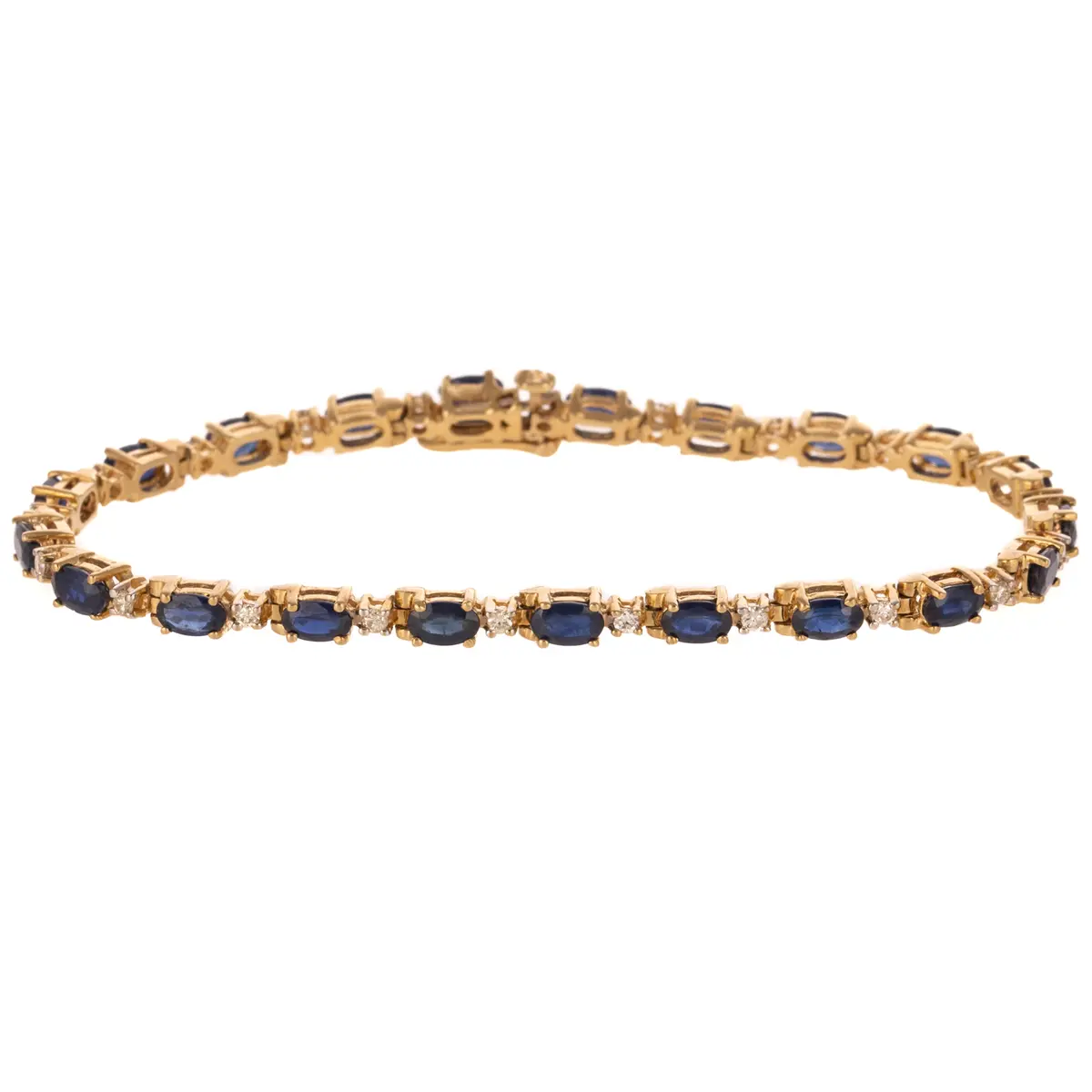 A Sapphire & Diamond Line Bracelet in 14K