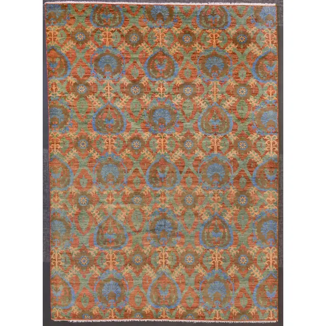Indo Oushak Design Rug, India, 9 x 12.1