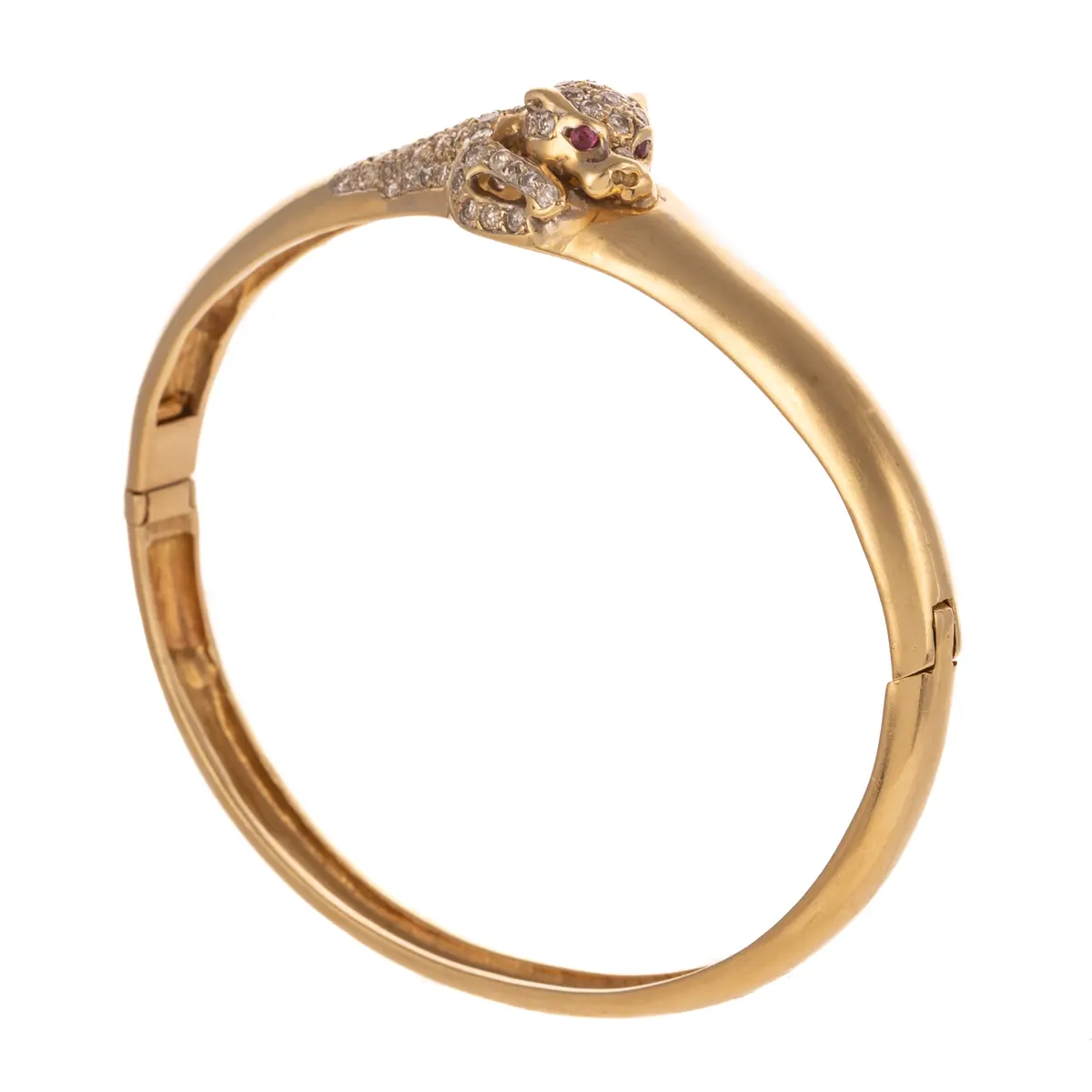 A Pave Diamond Panther Bangle in 14K