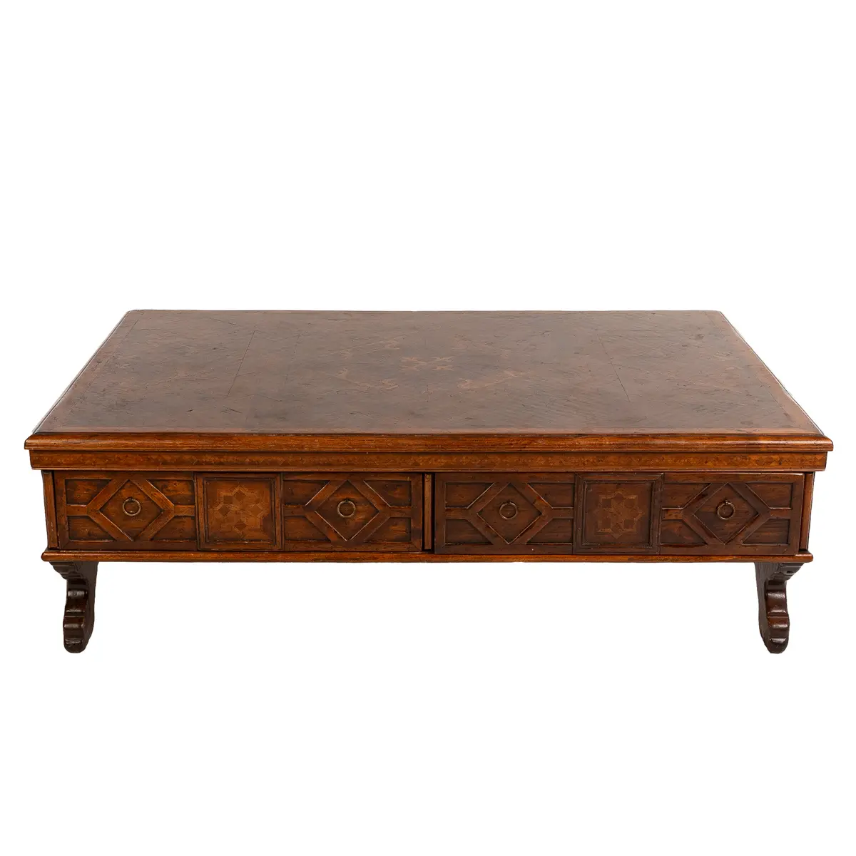 Spanish Baroque Style Inlaid Walnut Coffee Table