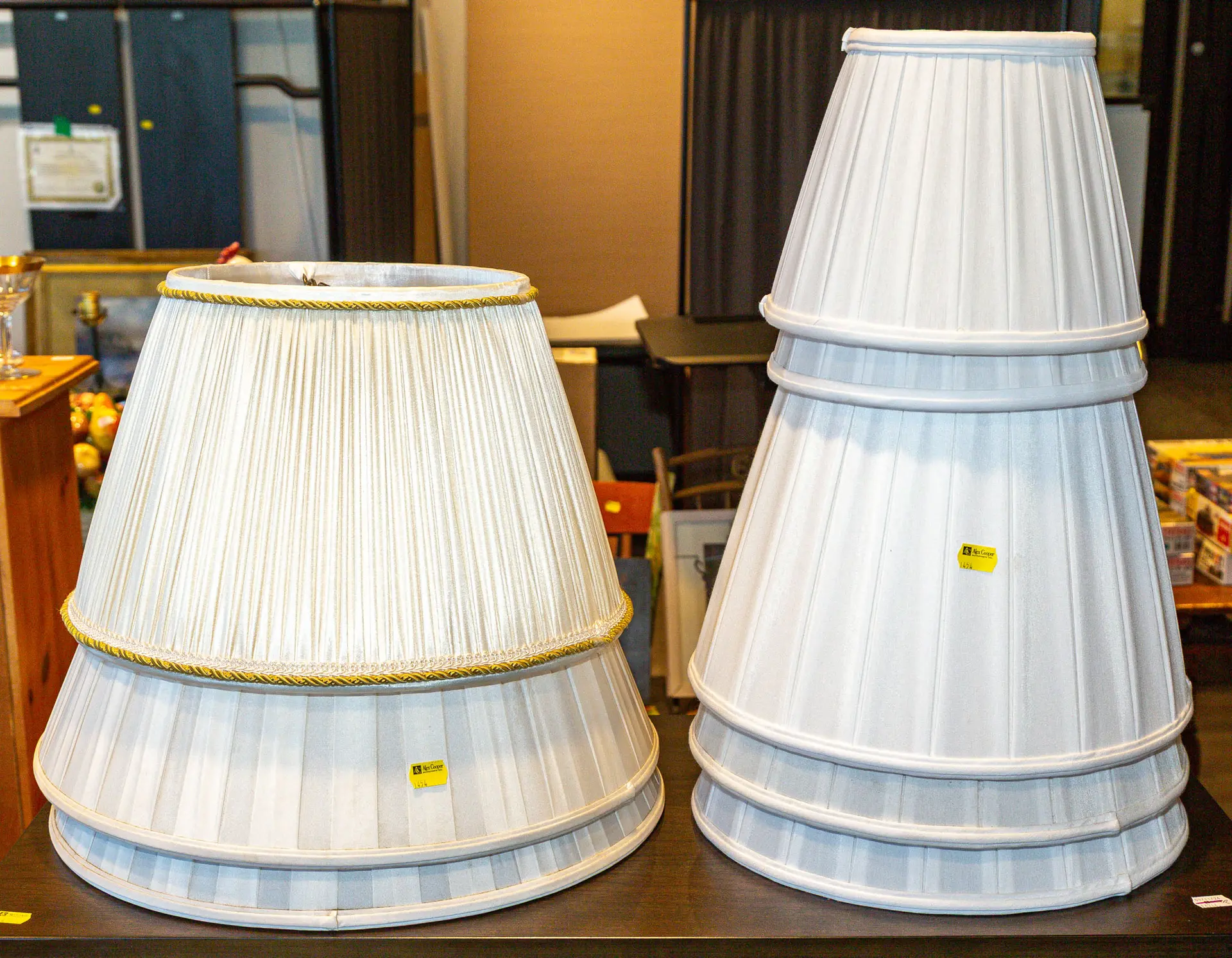 Nine Pleated Fabric Lamp Shades
