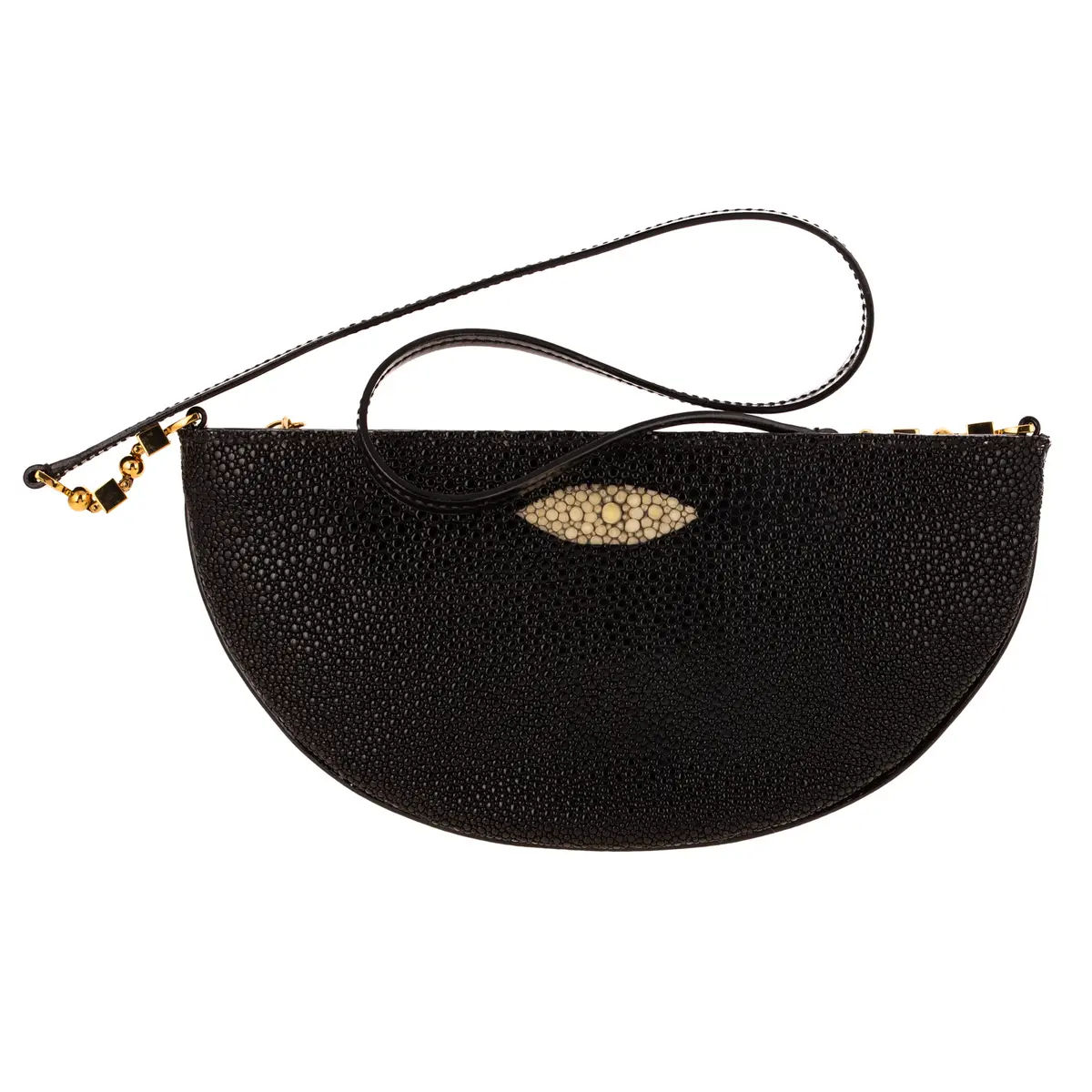 A Bvlgari Shagreen Halfmoon Evening Bag