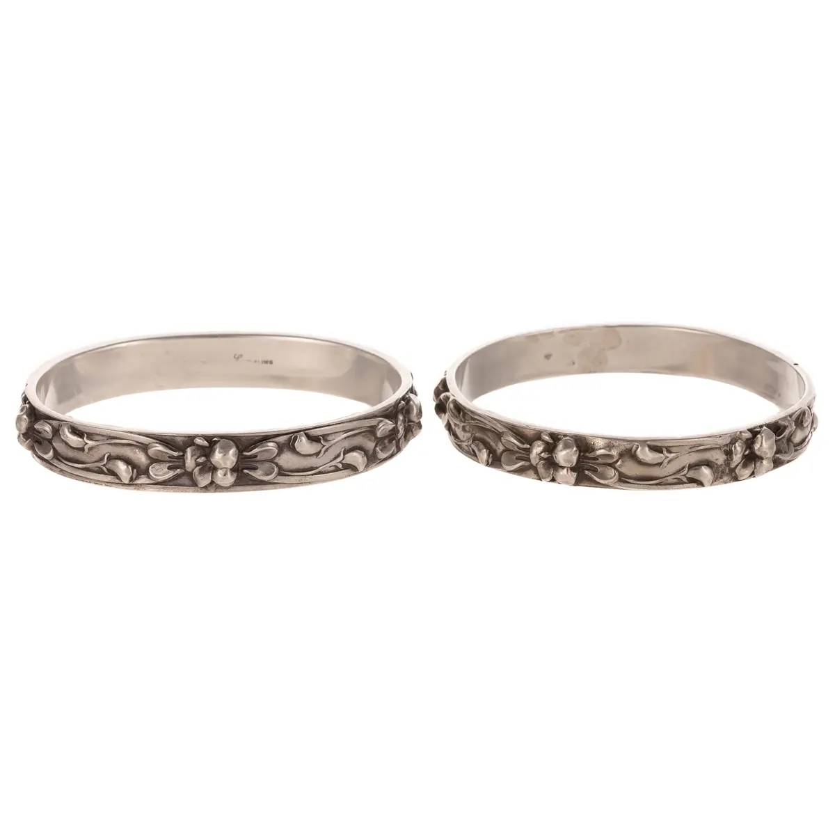 A Pair of La Pierre Art Nouveau Bangles in Sterling Silver