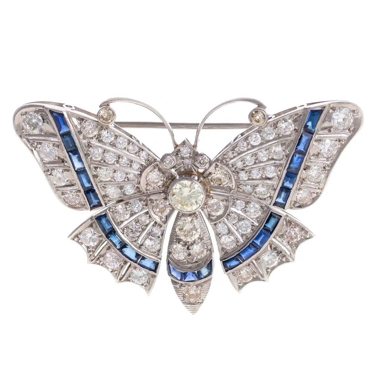 An Art Deco Style Diamond Butterfly Brooch in Platinum