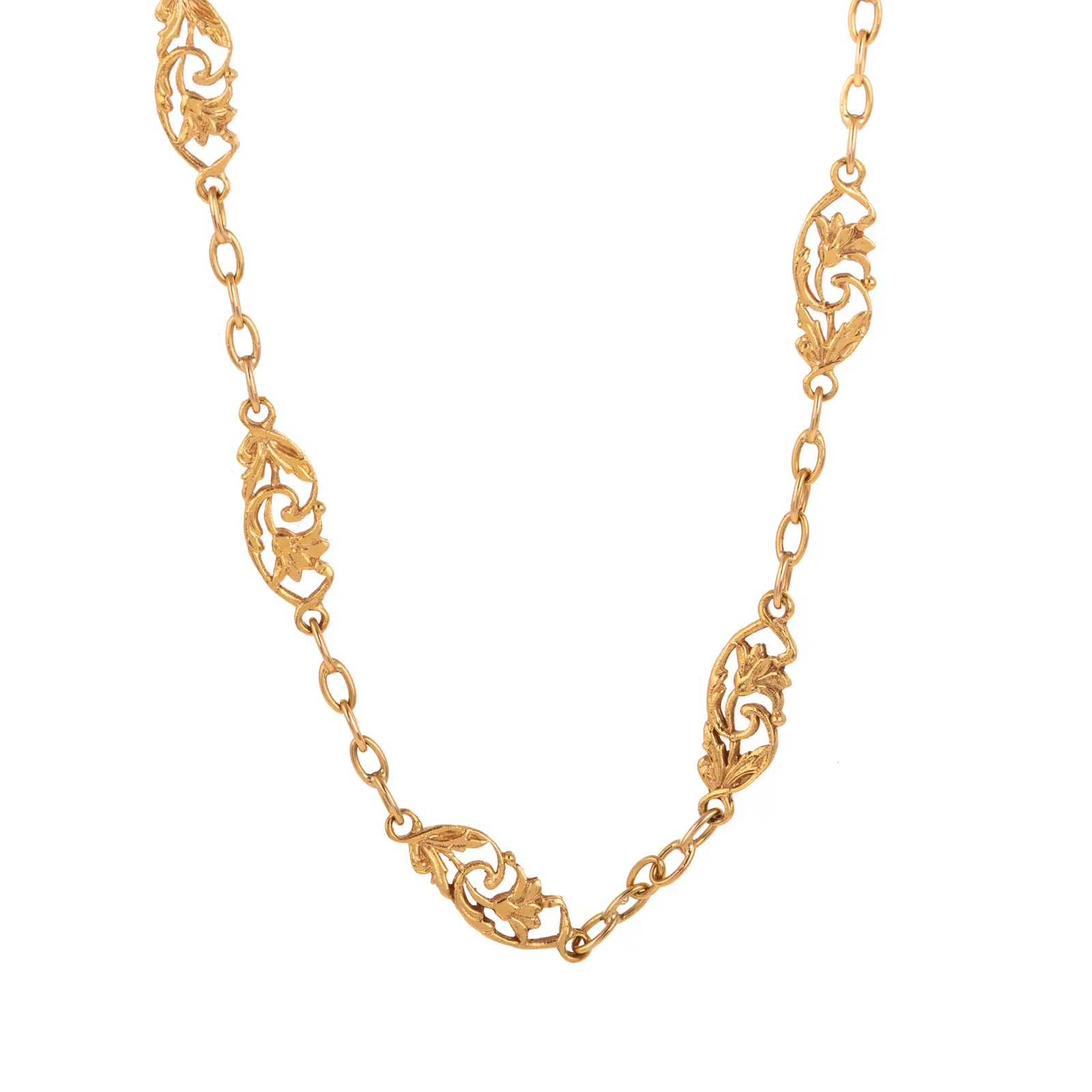 A French Art Nouveau Floral Necklace in 18K
