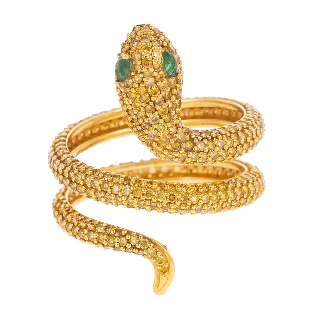 A Yellow Diamond Snake Ring in 18K