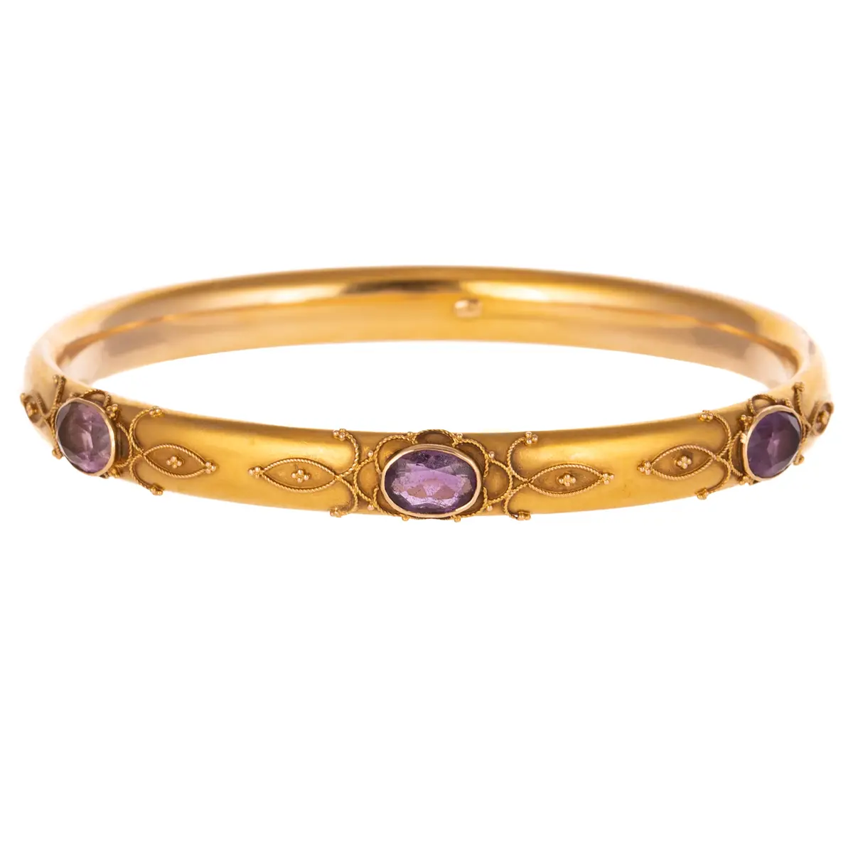 An Art Nouveau Amethyst Bangle in 14K