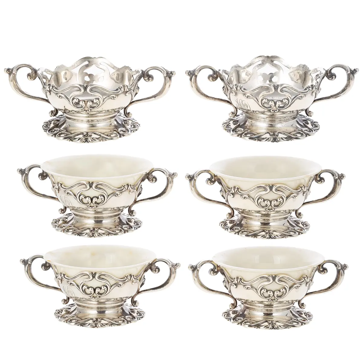 Six Frank M Whiting Sterling Bouillon Bowls