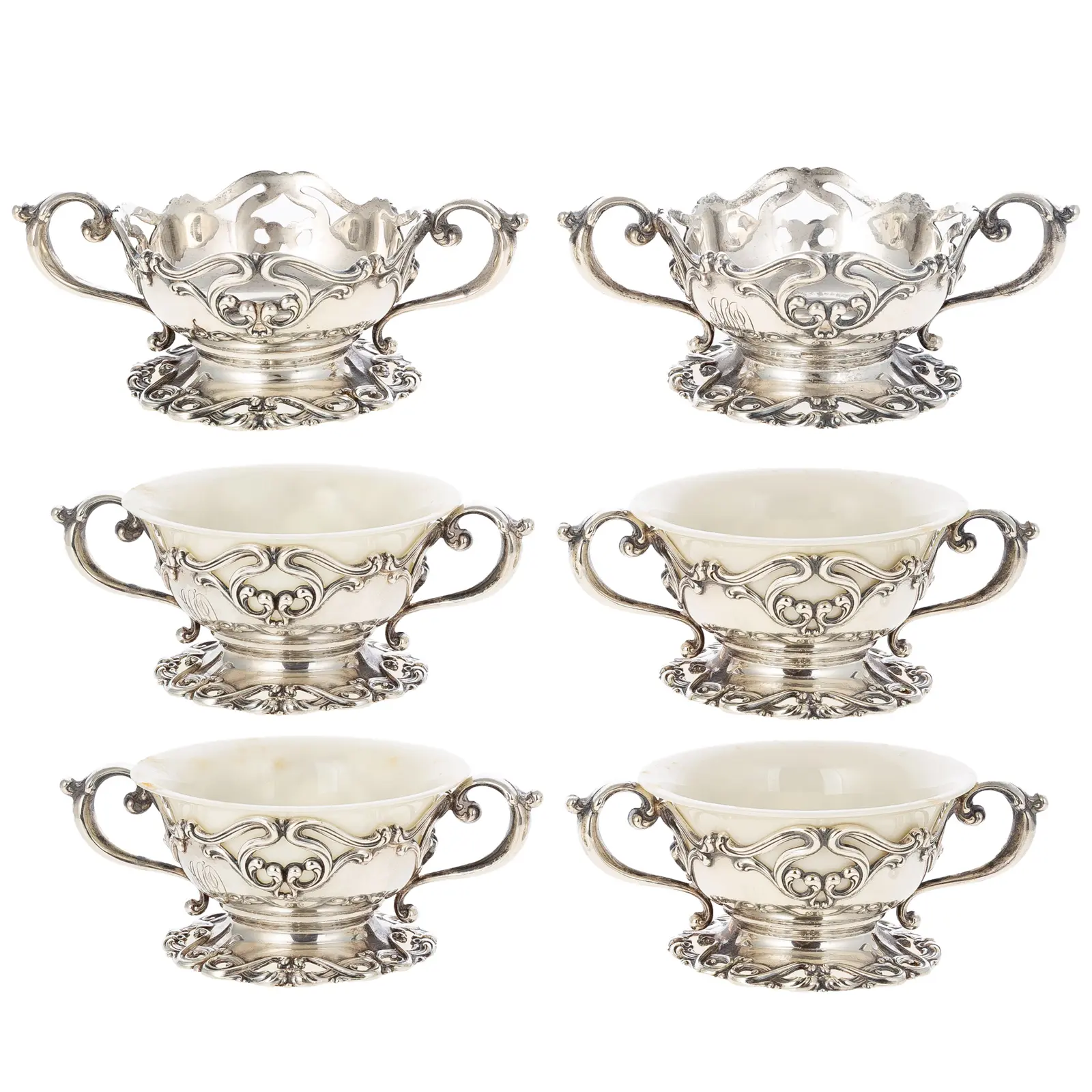 Six Frank M Whiting Sterling Bouillon Bowls