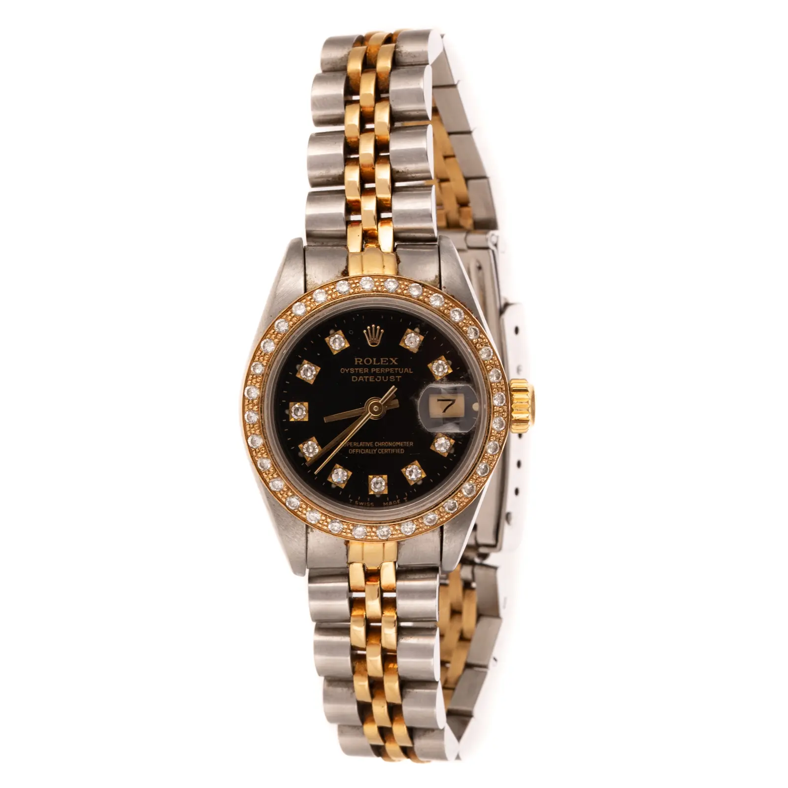 A Rolex Diamond Datejust Wrist Watch in Stainless Steel & 18K