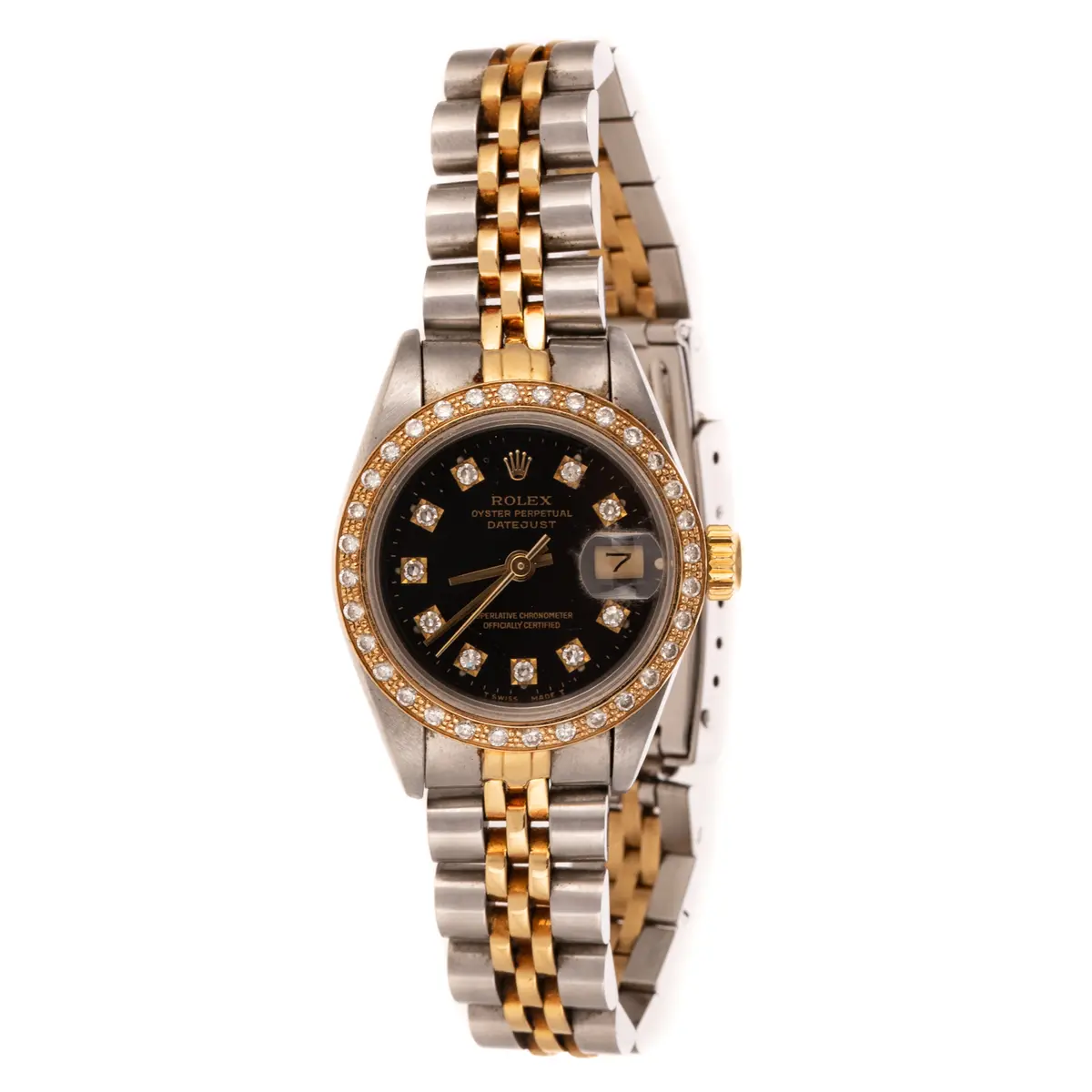 A Rolex Diamond Datejust Wrist Watch in Stainless Steel & 18K