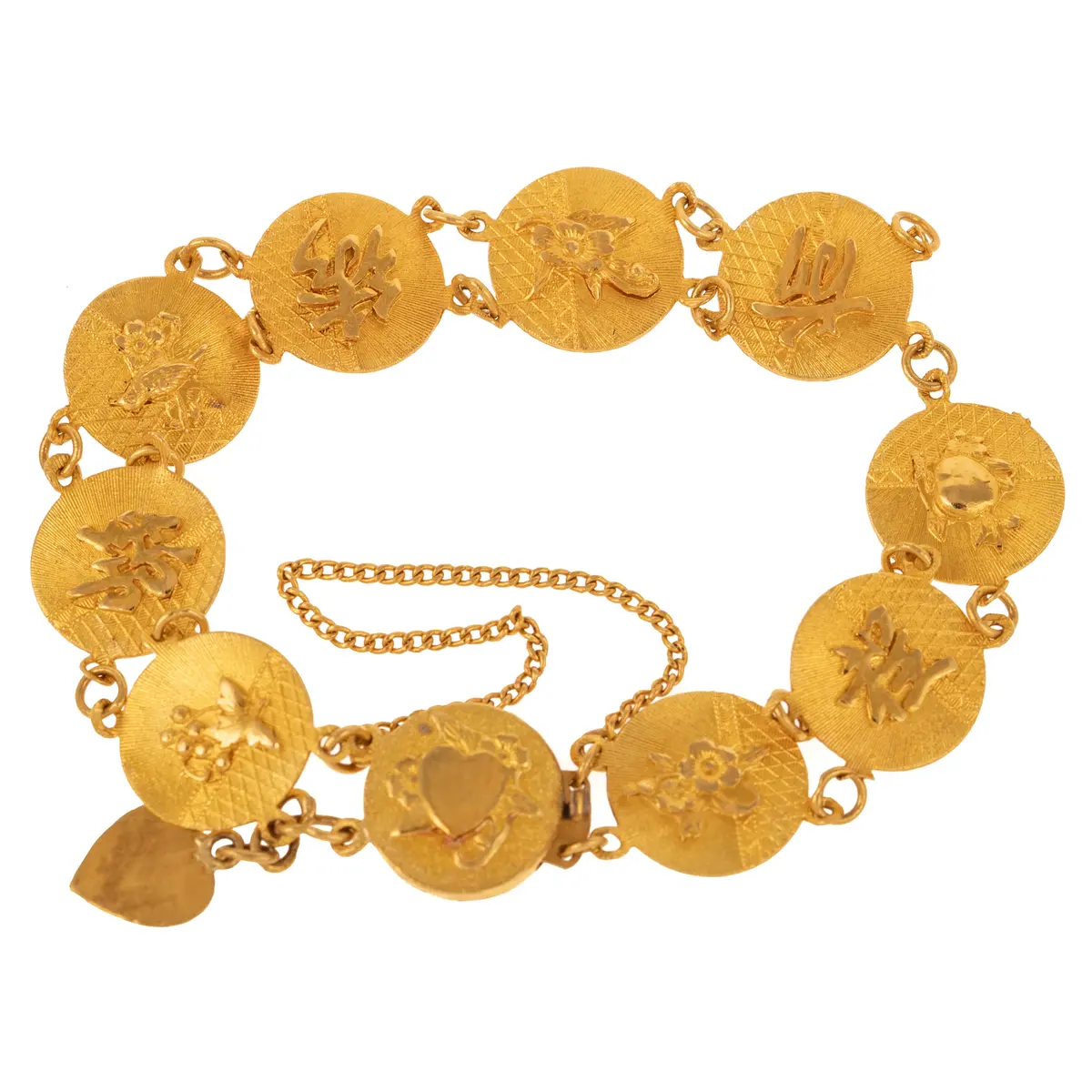 A Chinese Disc Link Bracelet in 21K