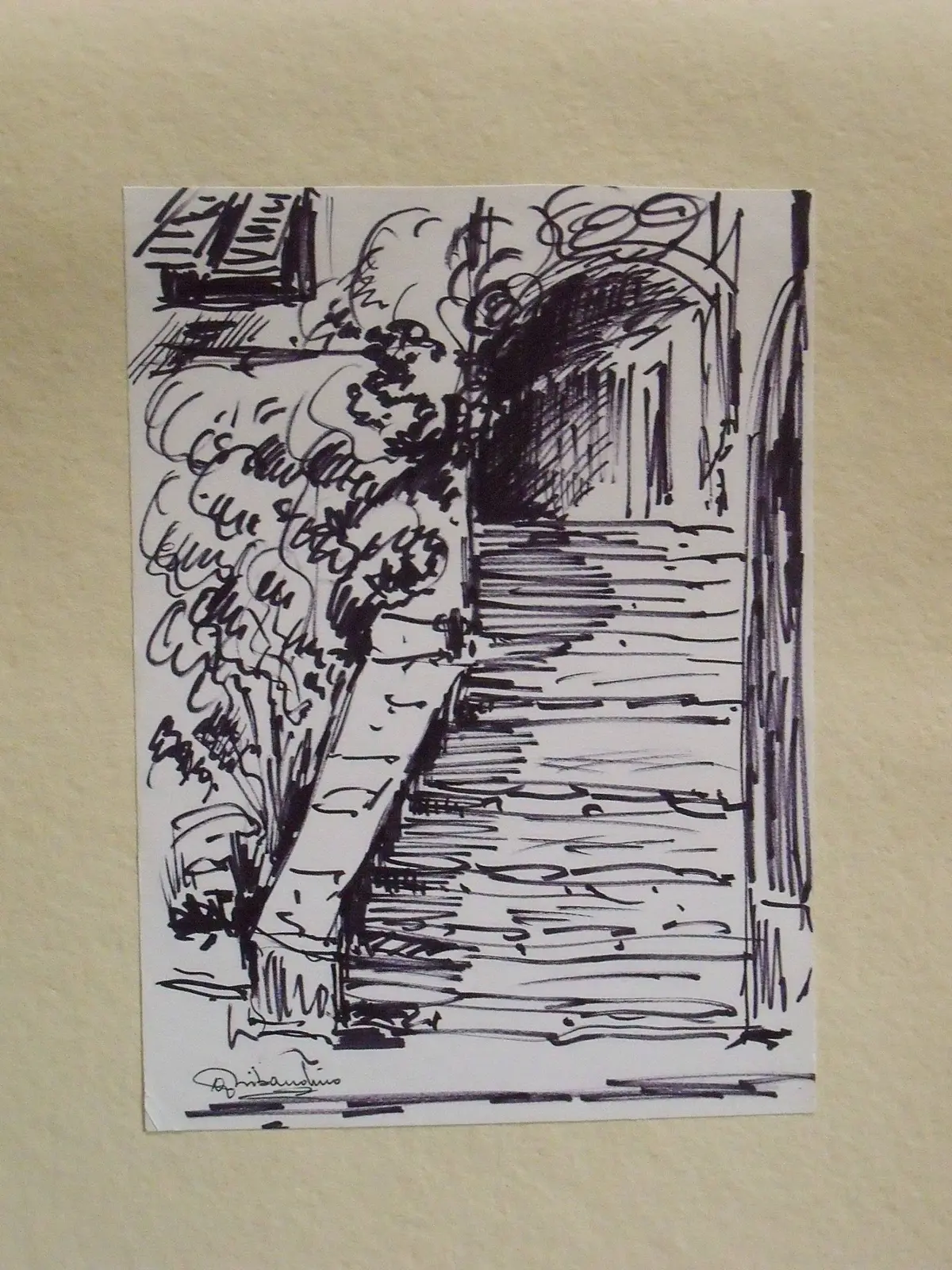 Giuseppe Tribaudino. Marker drawing or sketch. "Stairs and lowered