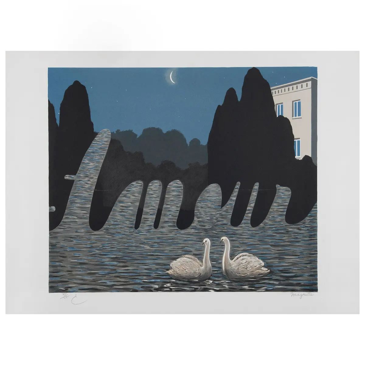 RENÉ MAGRITTE. L'art de la conversation, 1950. Firma estampada. Litografía