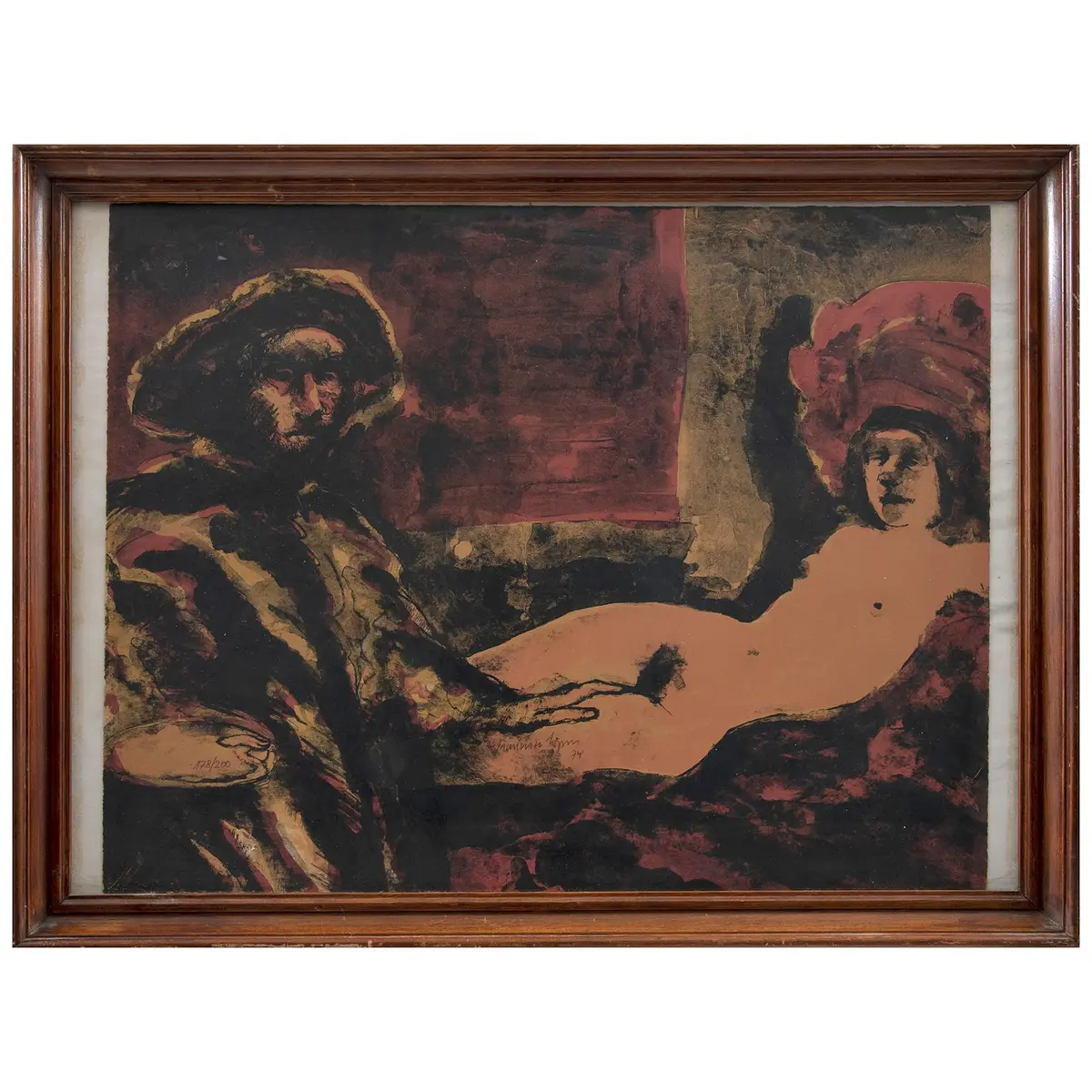 FRANCISCO CORZAS. Pintor y modelo. Firmada y fechada 72. Litografía