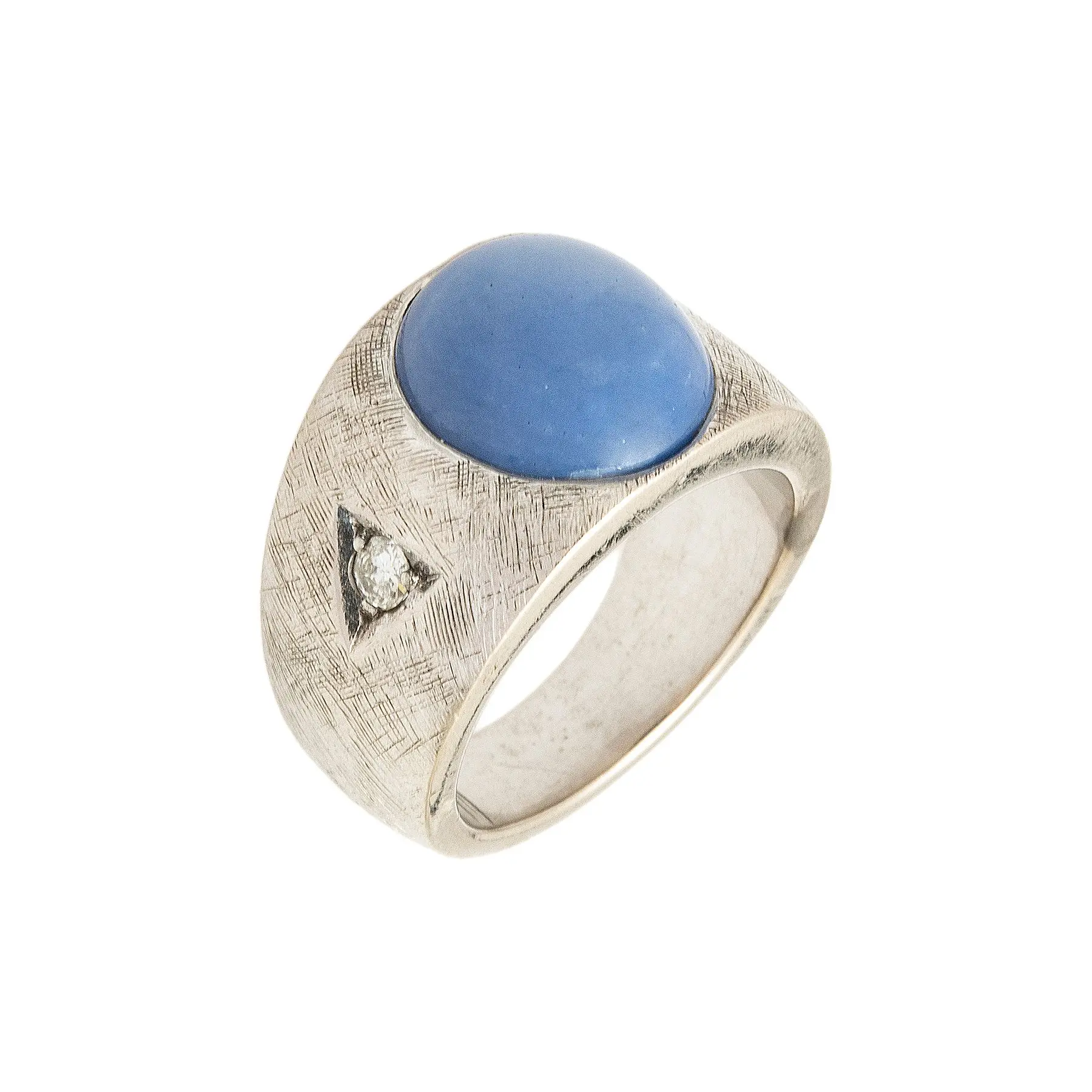 ANILLO CON ZAFIRO ESTRELLA Y DIAMANTES EN PLATA PALADIO