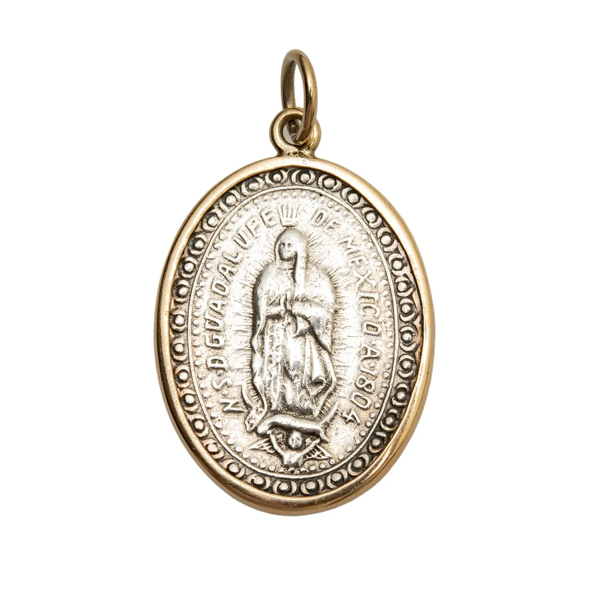 MEDALLA RELIGIOSA EN ORO AMARILLO DE 14K Y PLATA .900
