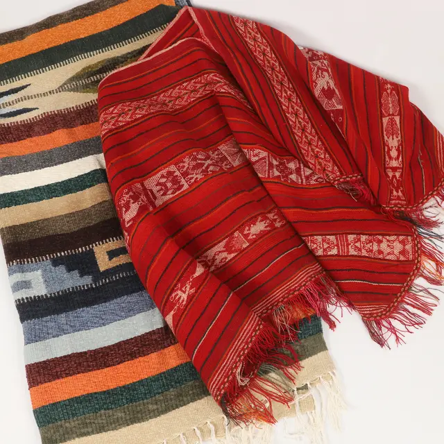 PONCHO OCH PLÄD, ull/chenille, 1900-tal.