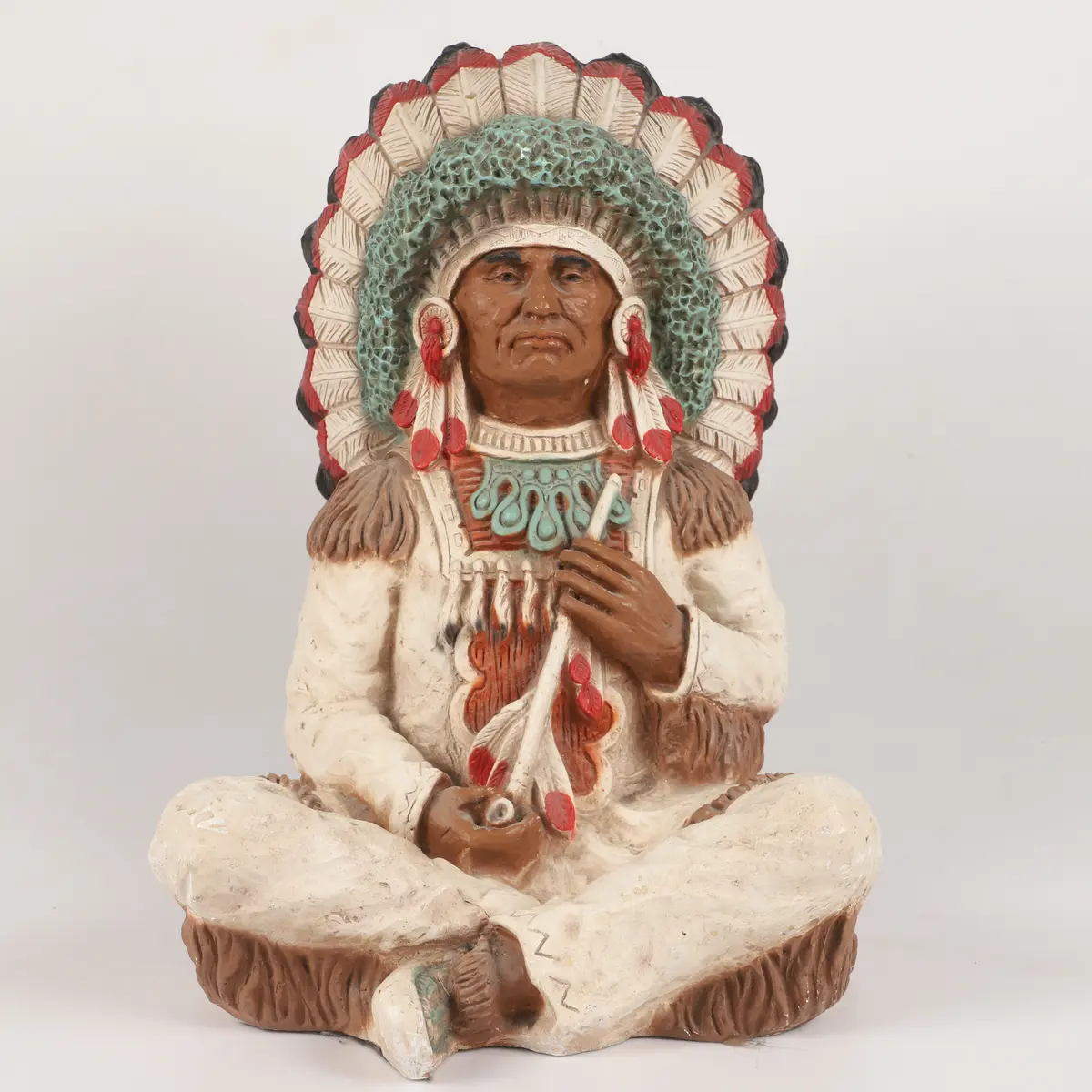 FIGURIN, sittande indian, konstmassa, Universal Statuary, USA.