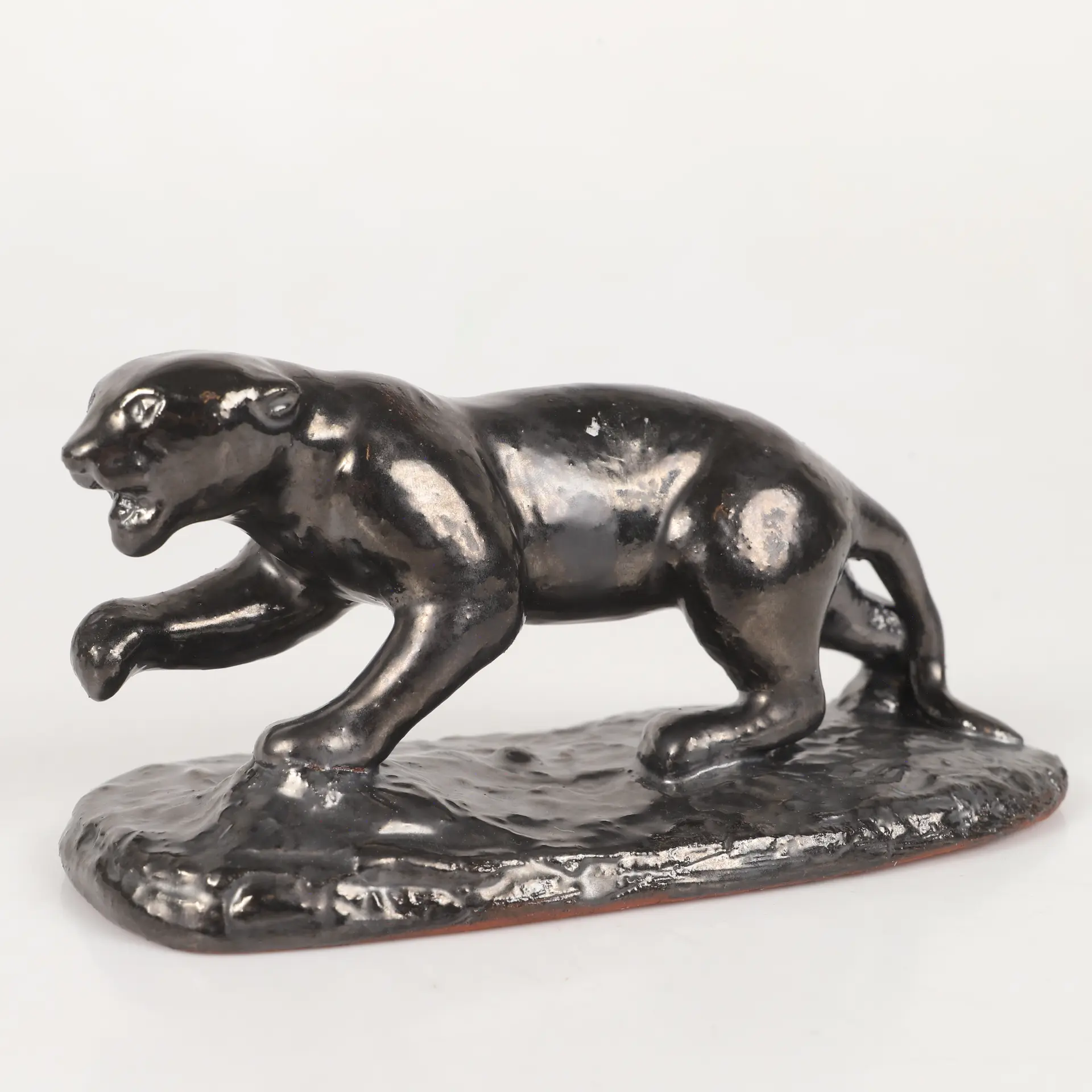 FIGURIN, panter, keramik, Allano Konst, Höganäs, 1900-talets andra hälft.
