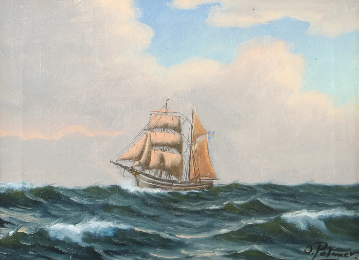 OTTO PALMER. Marinmålning, olja på duk, signerad O. Palmer.