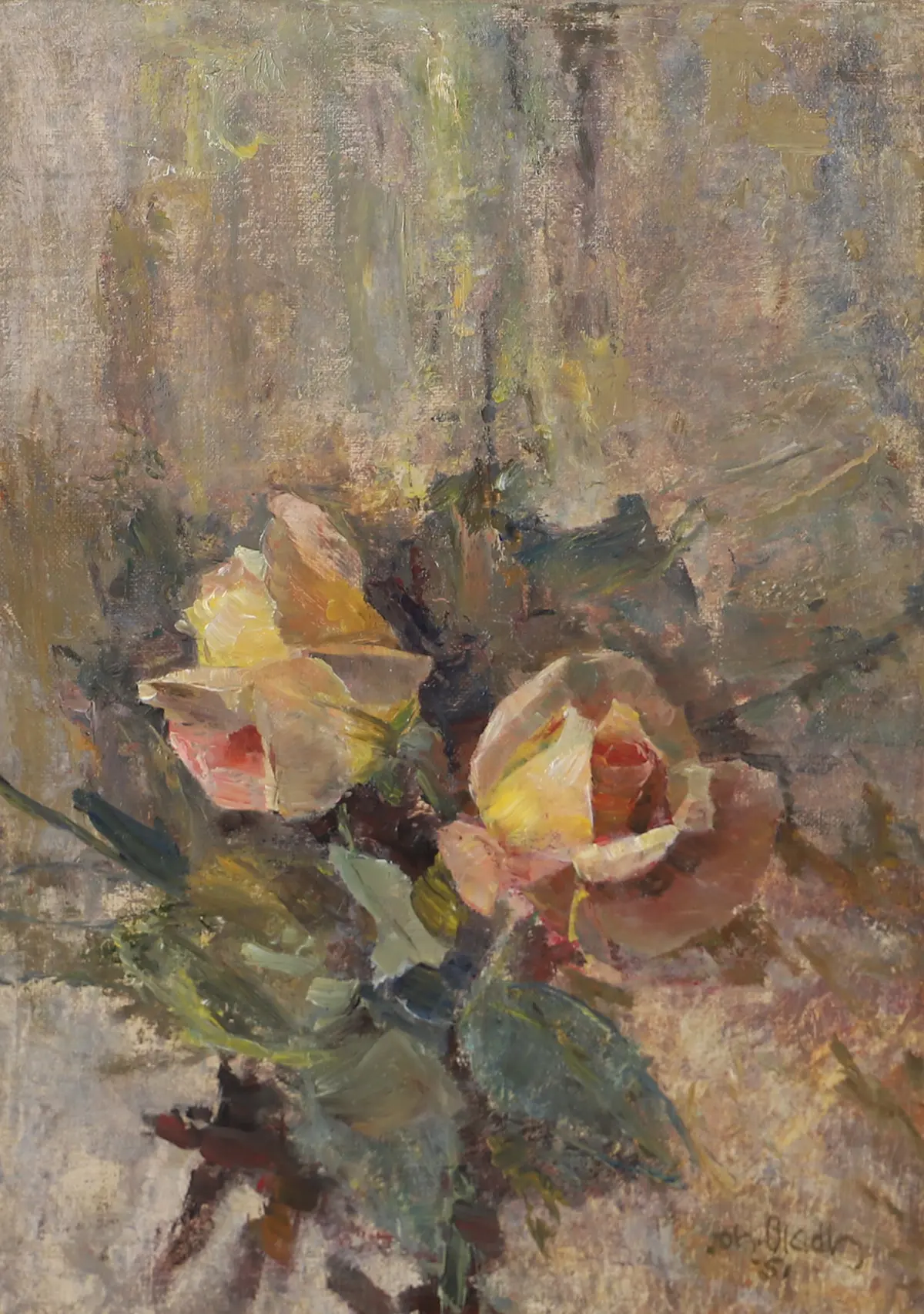 JOHAN BLADH. Blomsterstilleben, olja på duk, signerad Joh. Bladh -51.