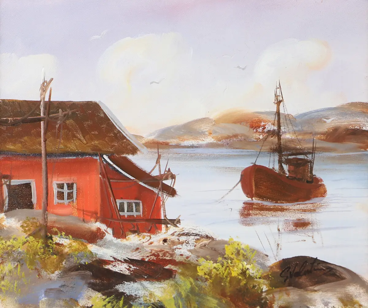 OIDENTIFIERAD KONSTNÄR. Skärgårdsmotiv, olja på duk, otydligt signerad.