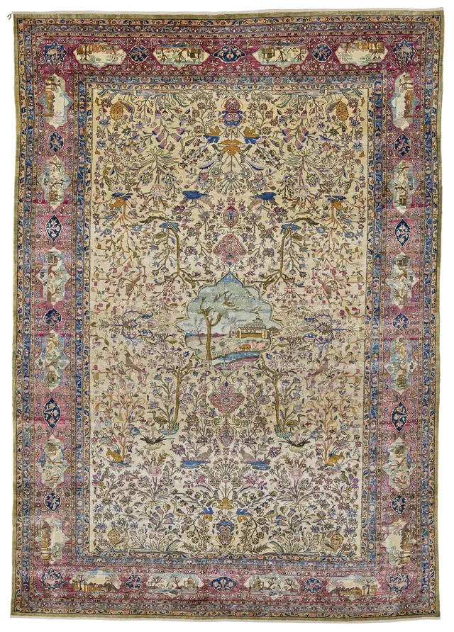 A SILK KASHAN CARPET