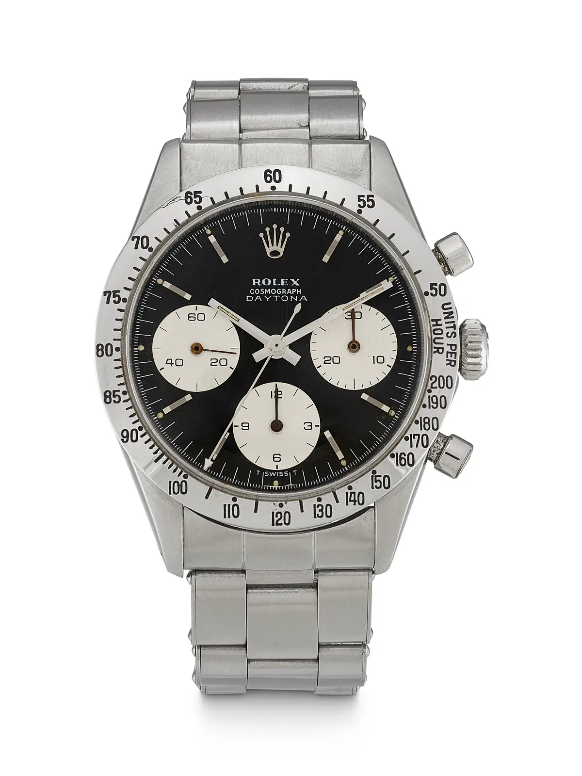 ROLEX. A STAINLESS STEEL CHRONOGRAPH WRISTWATCH WITH BRACELET