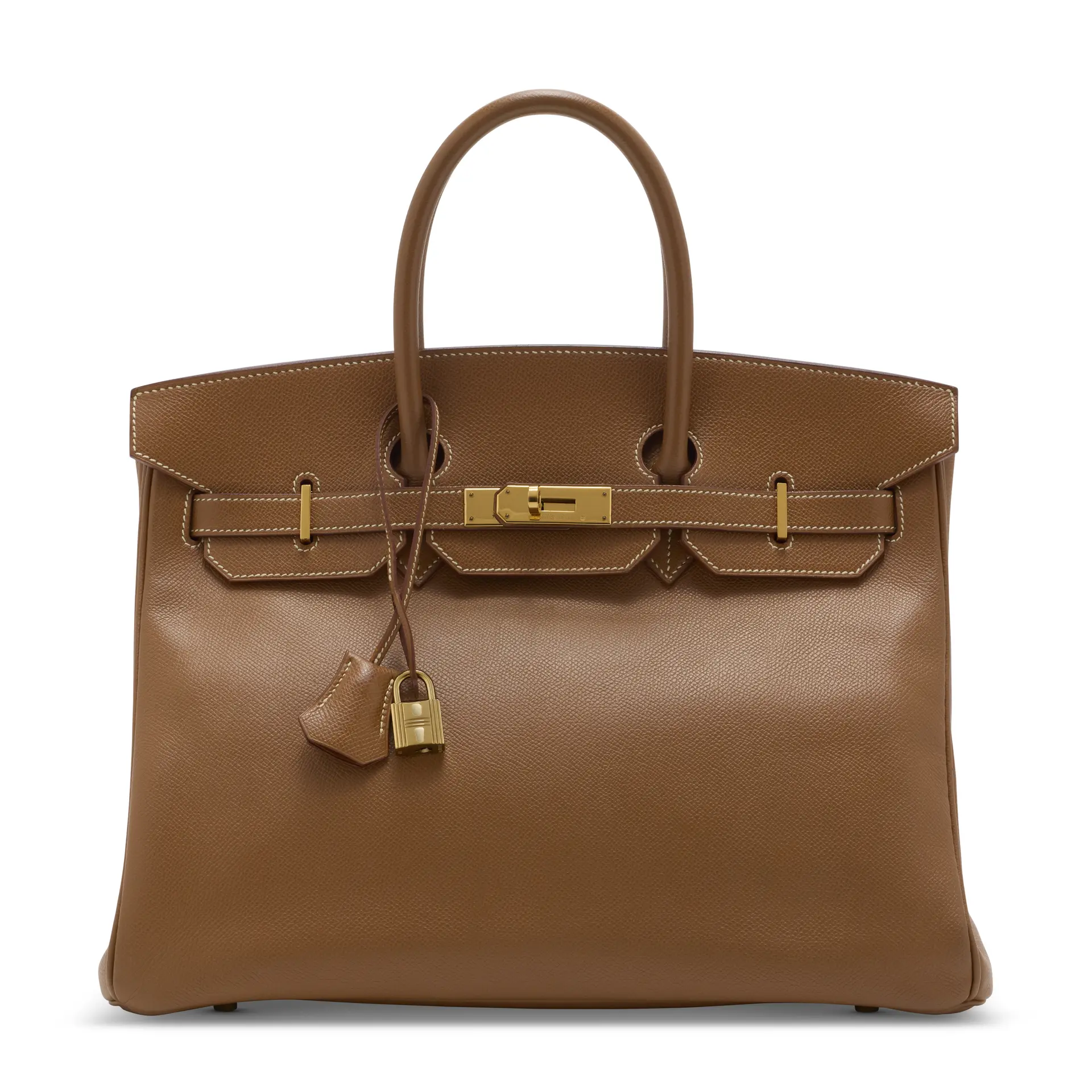 A GOLD COURCHEVEL LEATHER BIRKIN 35 WITH GOLD HARDWARE