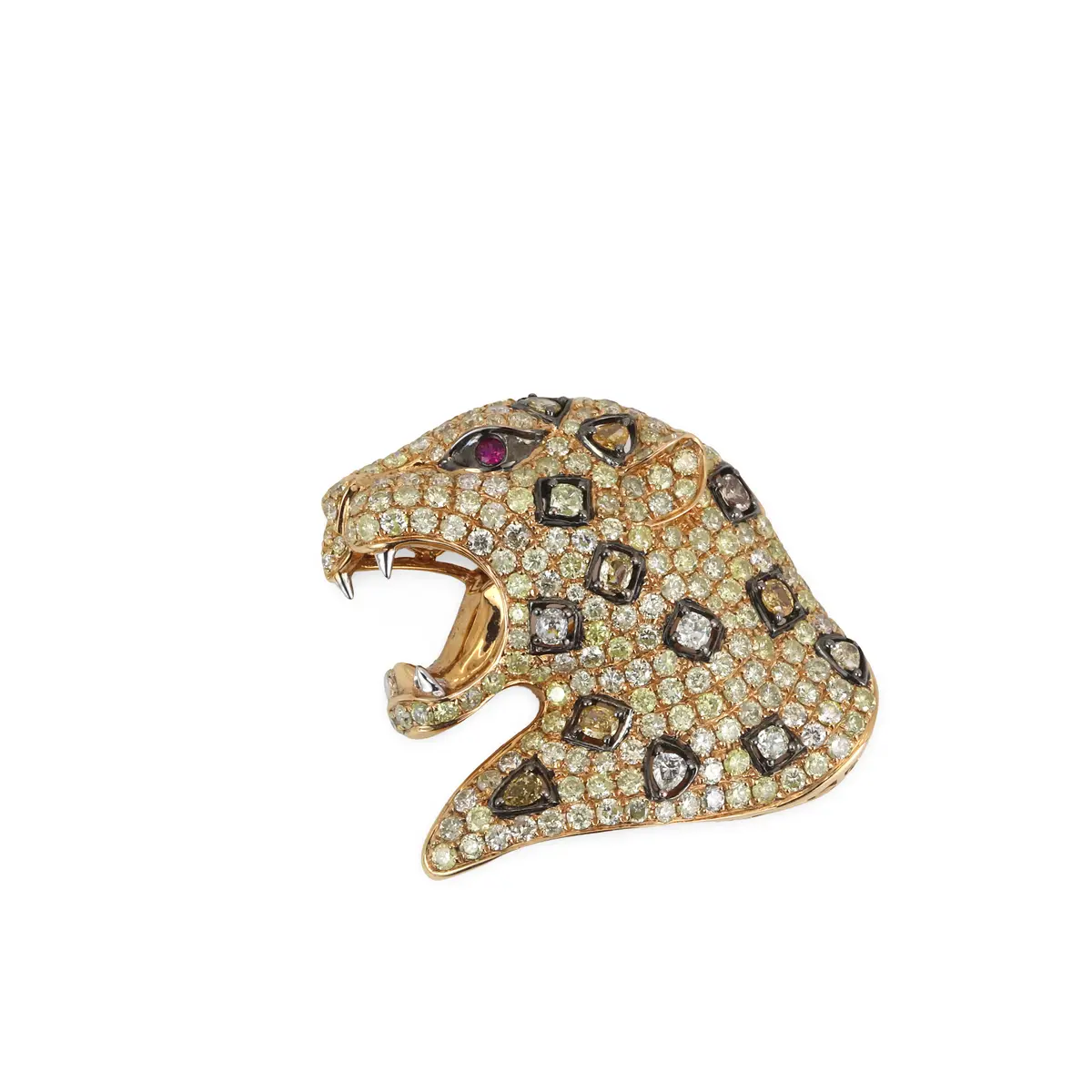 18CT GOLD RUBY & DIAMOND BROOCH.