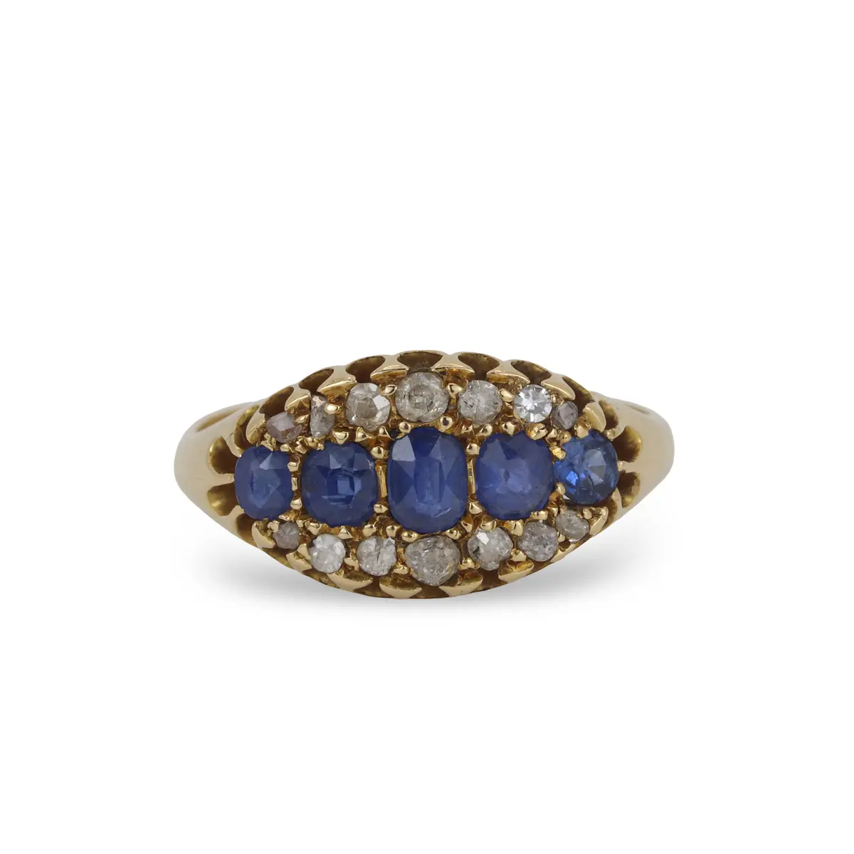 ANTIQUE SAPPHIRE AND DIA RING.