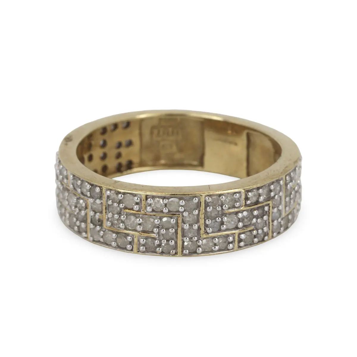 9CT GOLD DIAMOND SET RING.