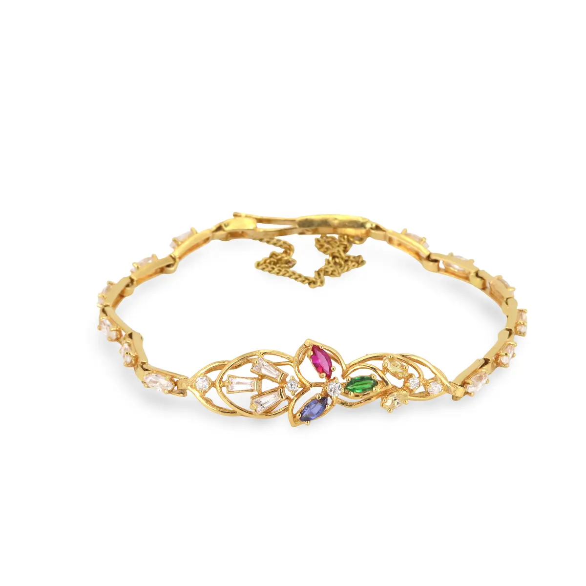 22CT GOLD GEMSTONE BRACELET.