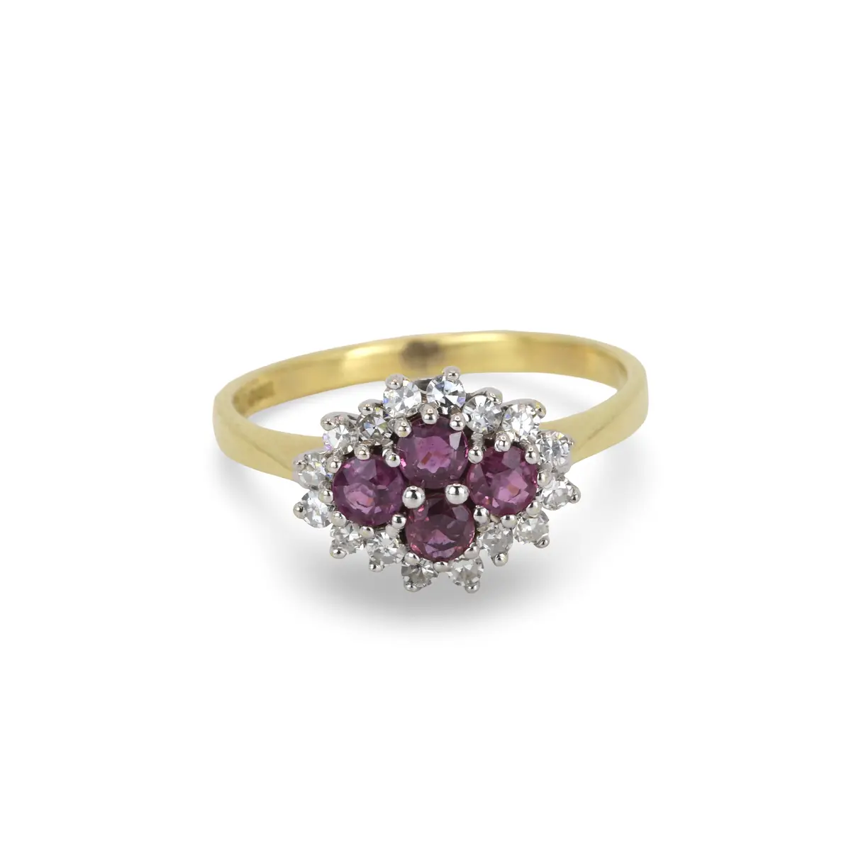 18CT GOLD RUBY & DIAMOND RING.
