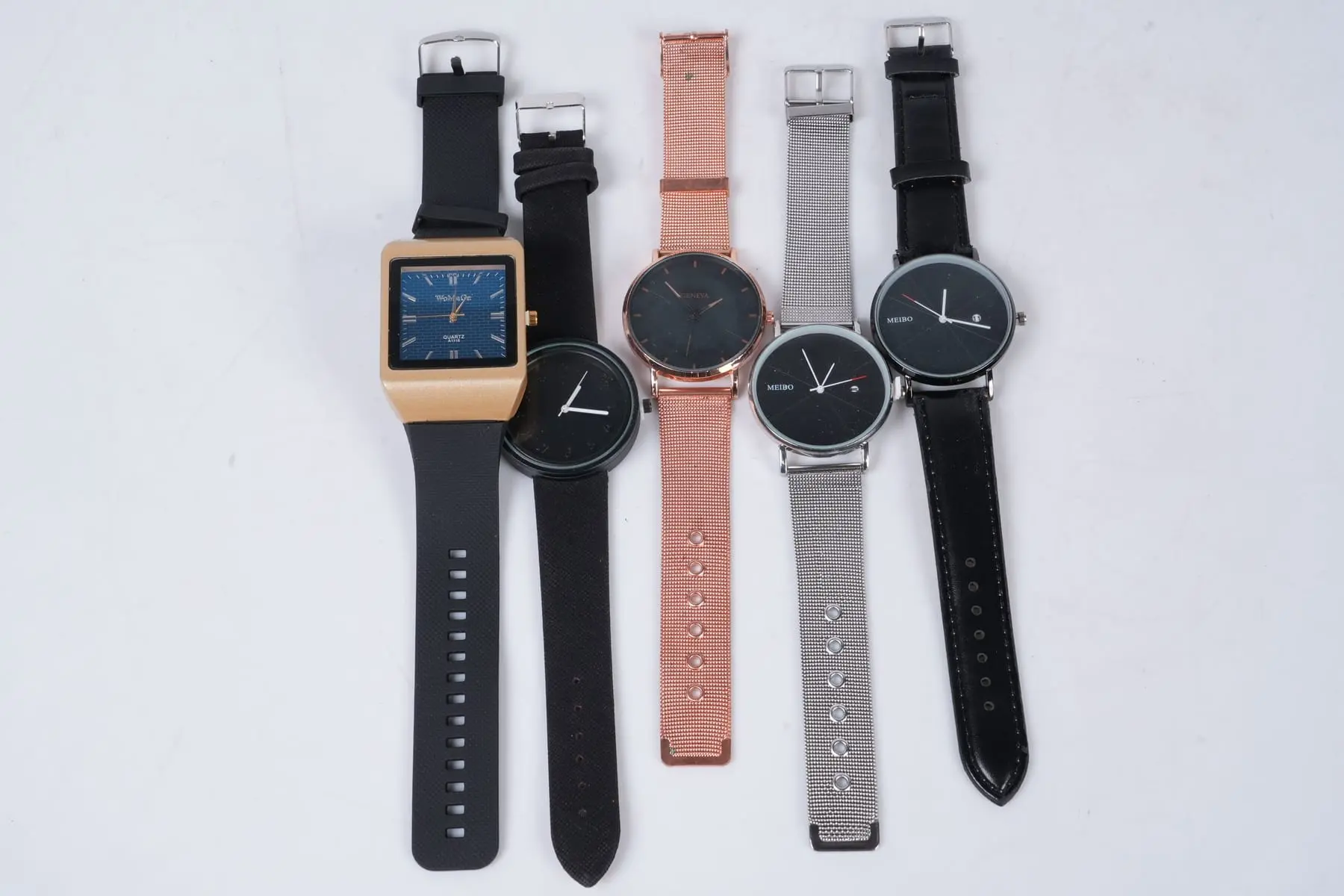 ARMBANDSUR, 5 st., bl.a. Geneva, Meibo