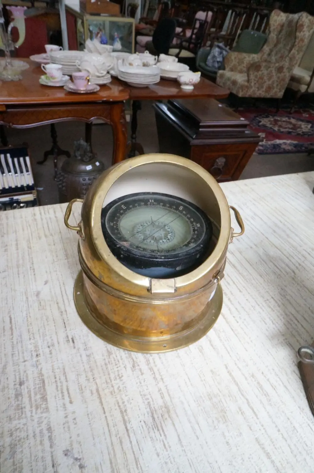 Antique brass Ships Binnacle compass by Simpson & Lawrence Ltd