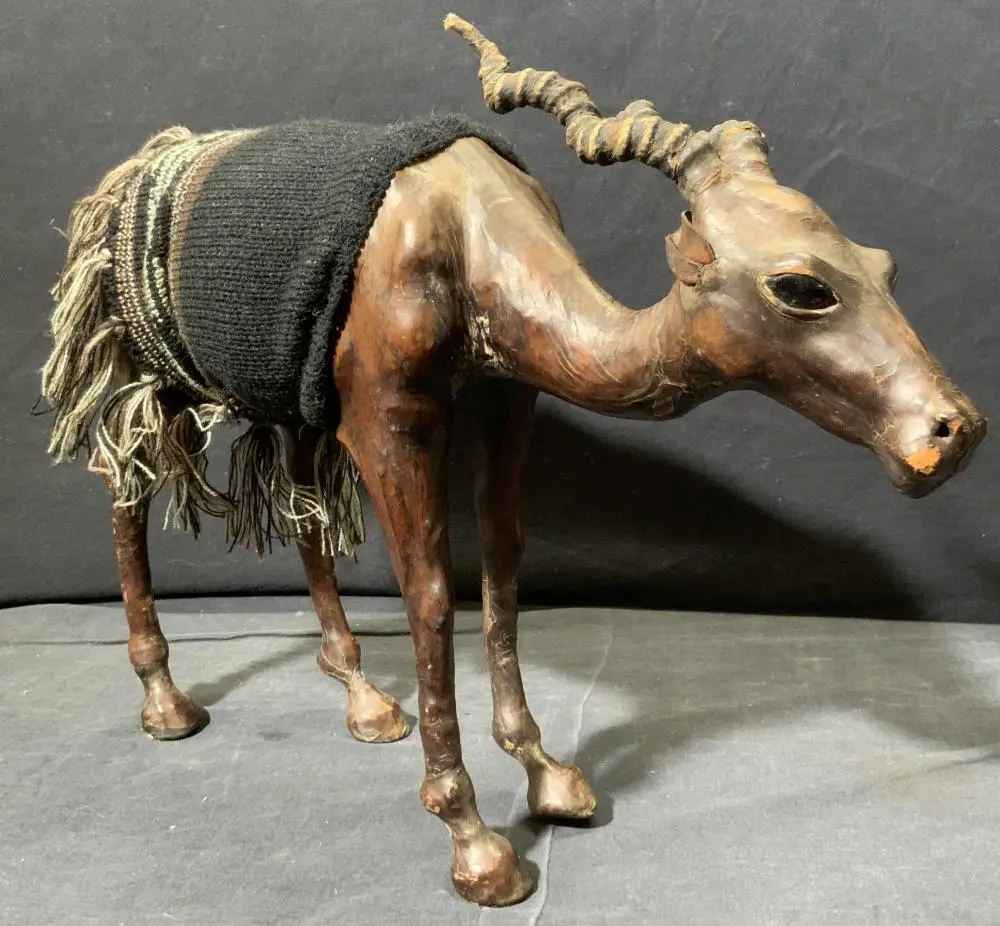 Vintage Antelope Leather Figural with Glass Eyes